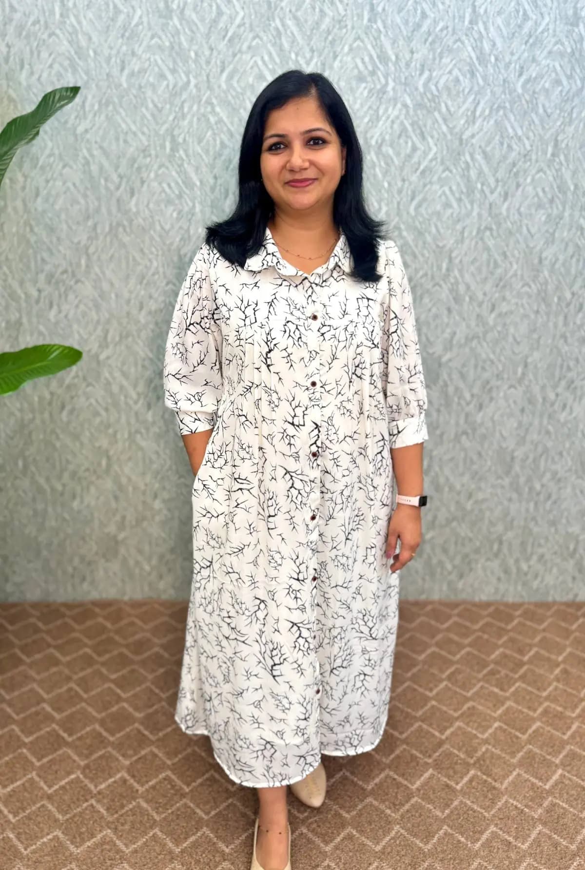 Imported Fabric Frock - White