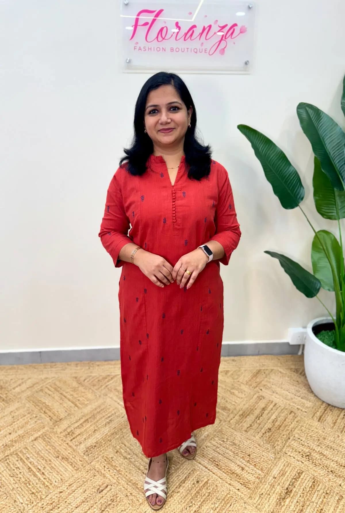 Casual Wear Kurti in Pure Cotton - Brick