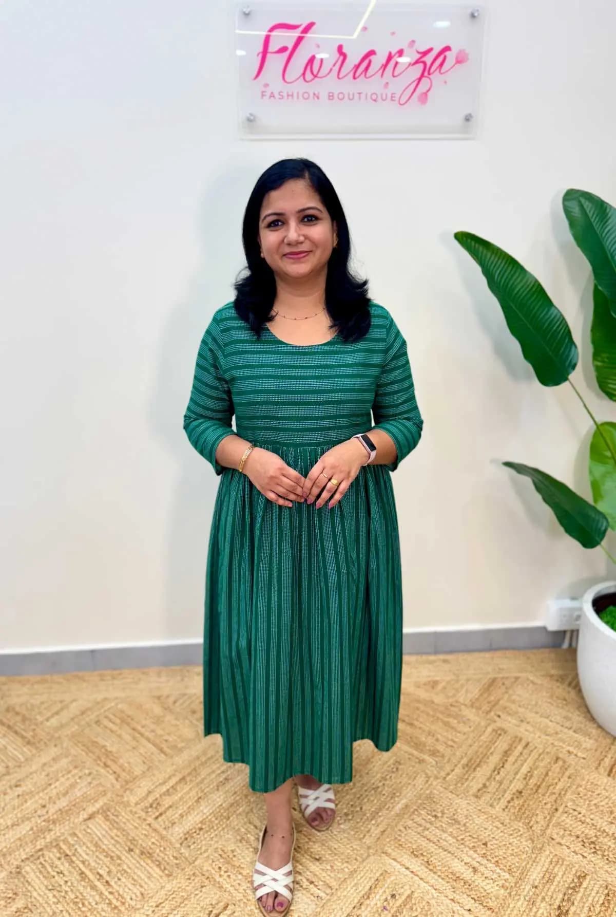 Offer - Florista Casual Wear Kurti in Weaved Cotton - Green