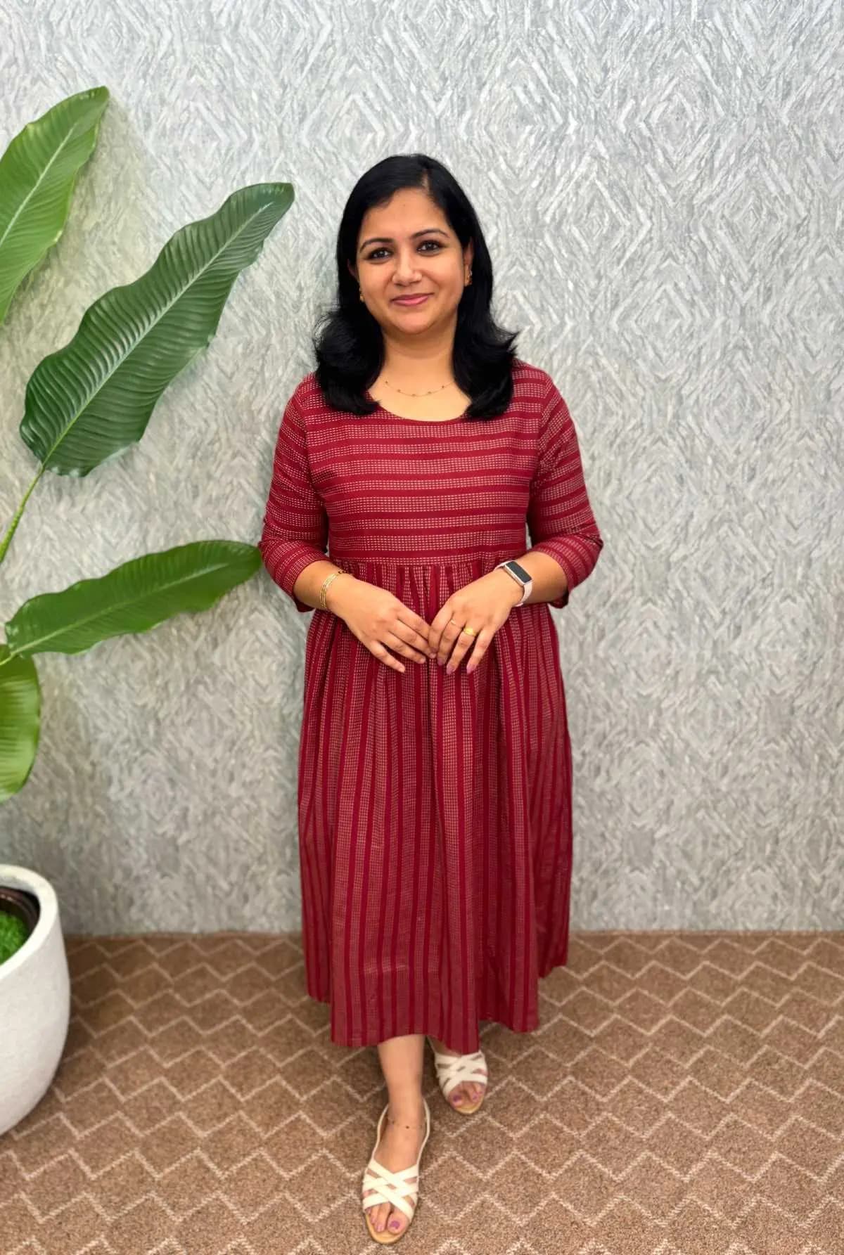 Offer - Florista Casual Wear Kurti in Weaved Cotton - Maroon