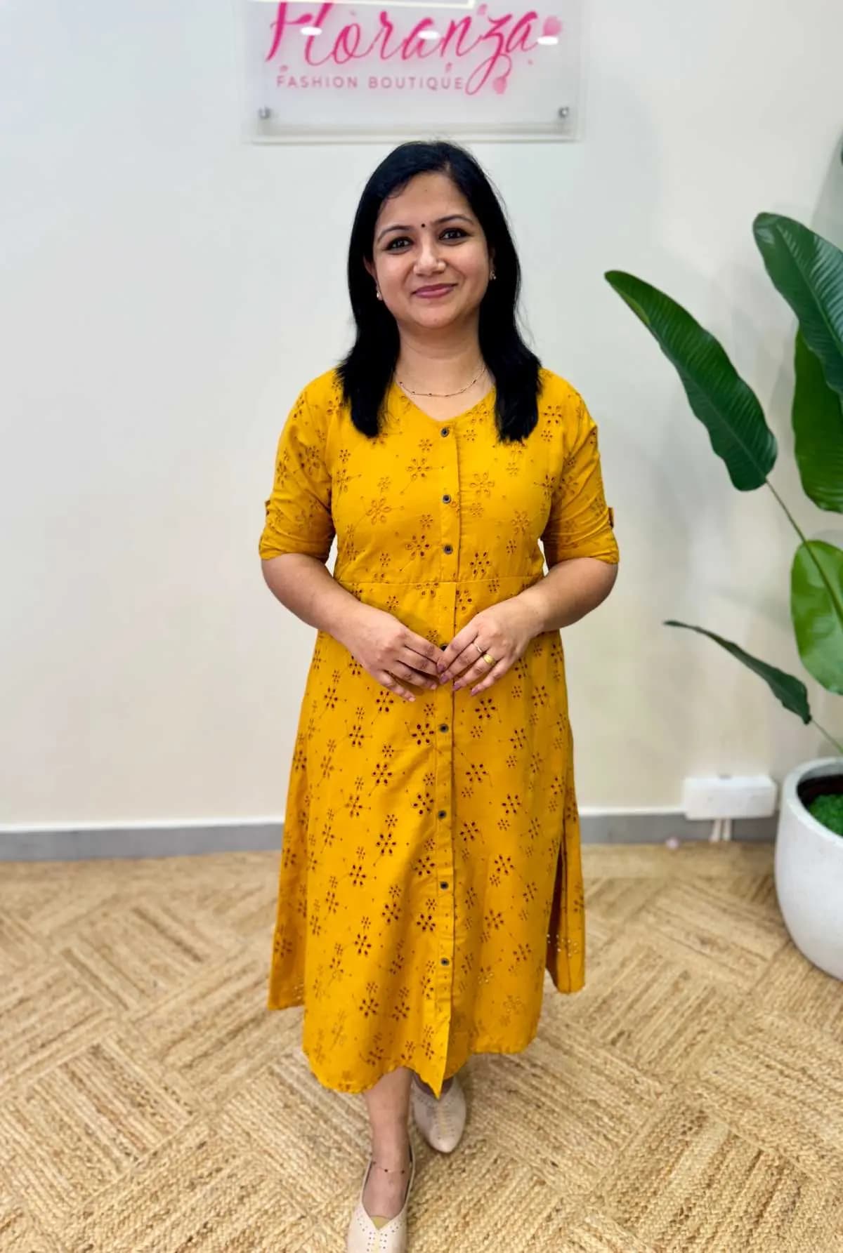 Florista A line Top in Rayon mix Cotton Hakoba-Mustard Yellow