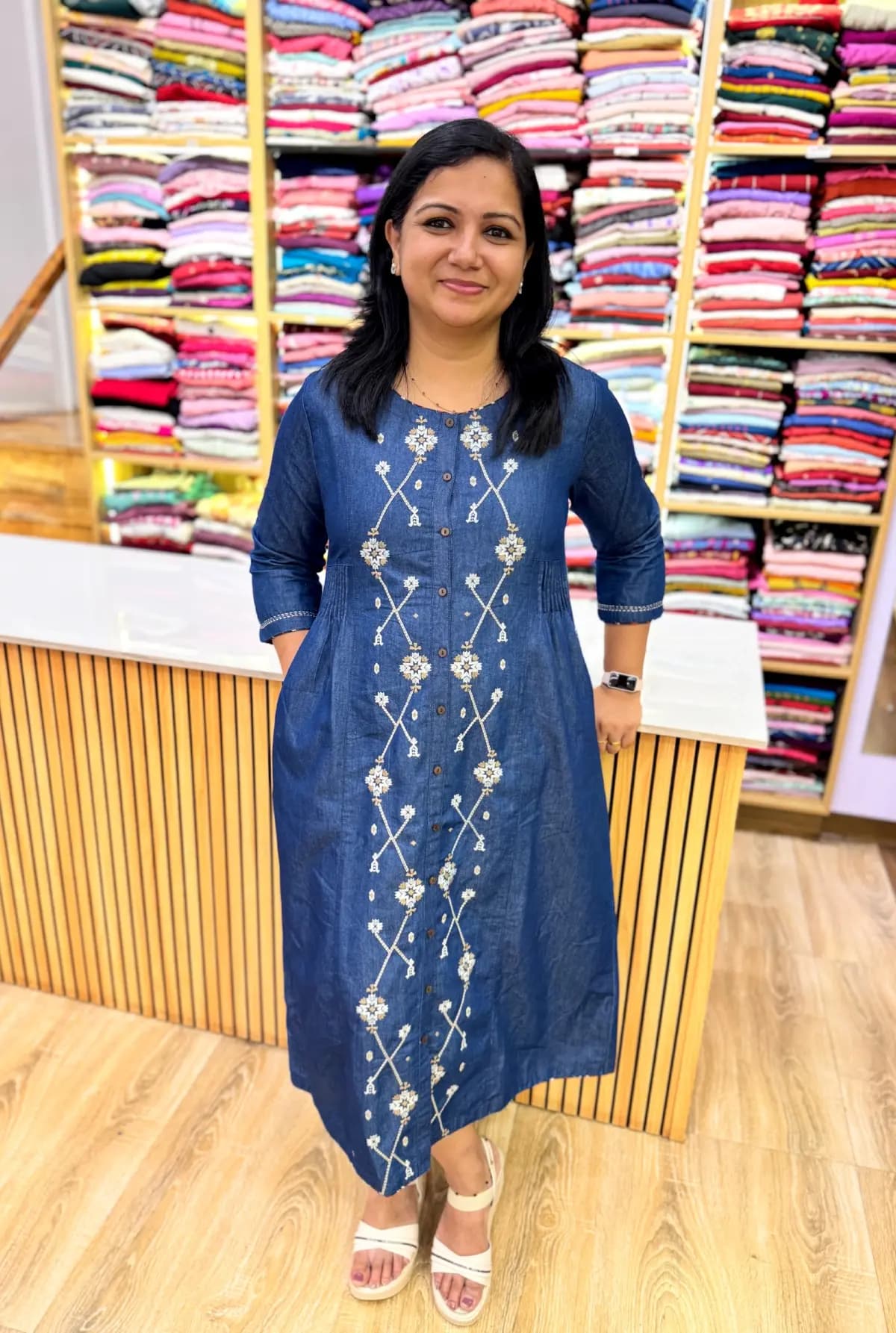 Aline Denim Kurti - Denim Blue