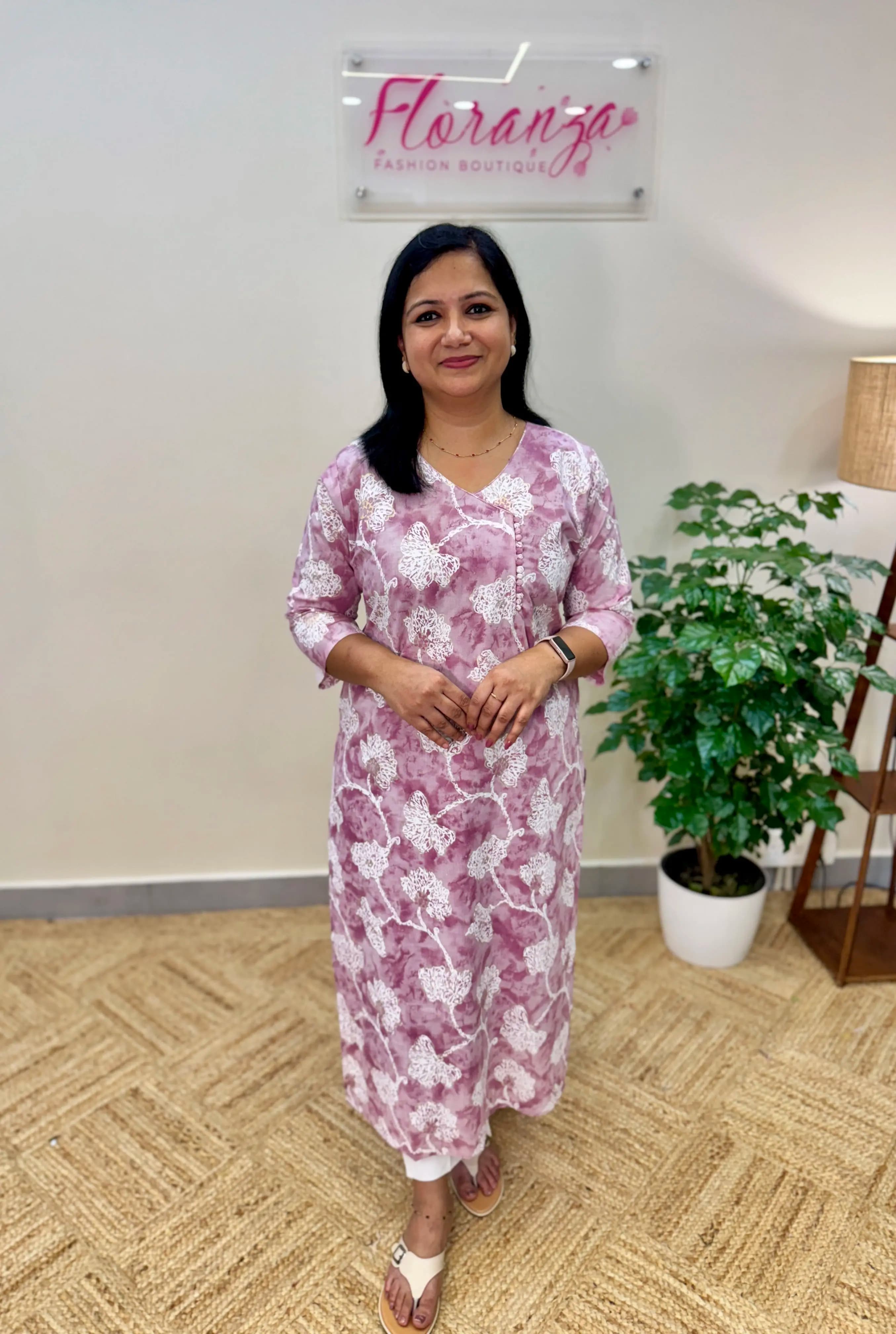 Budget friendly Kurti in Cotton - Lilac n Pink mix