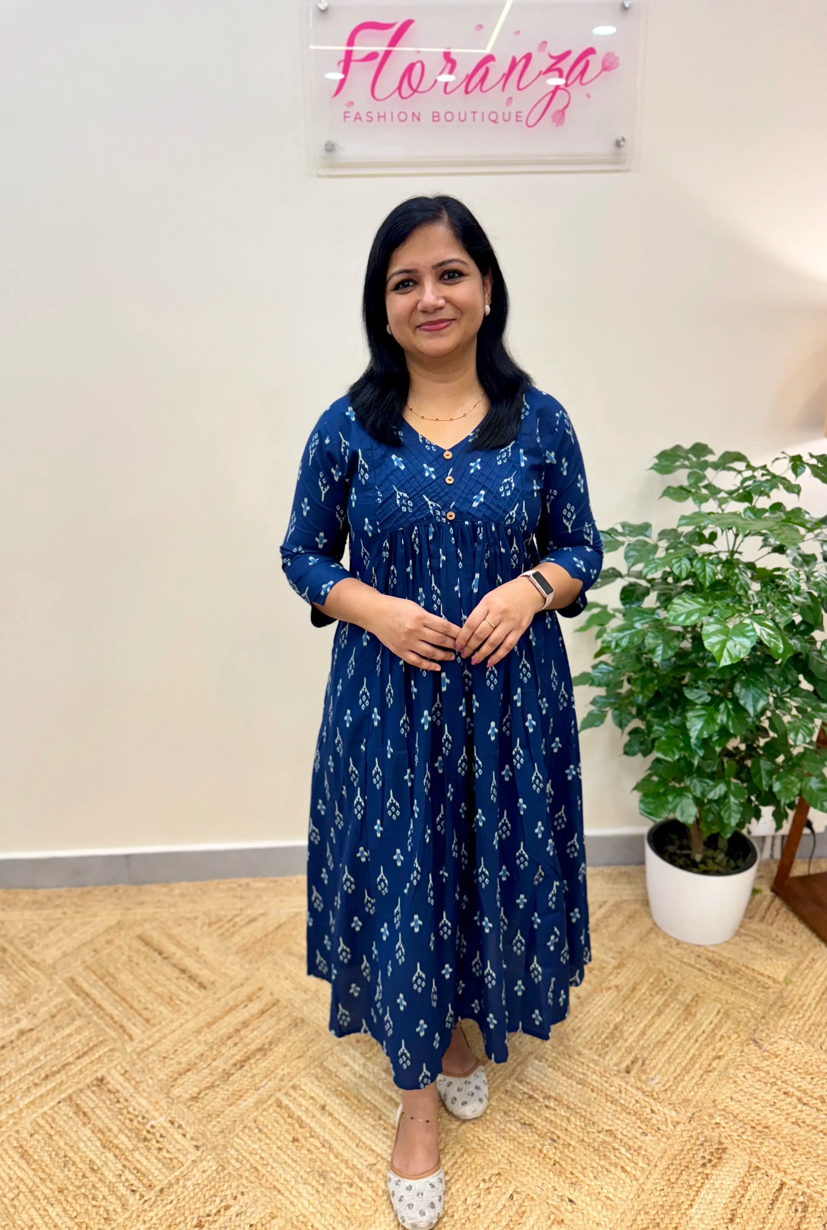 Budget friendly Kurti in Cotton - Indigo Blue