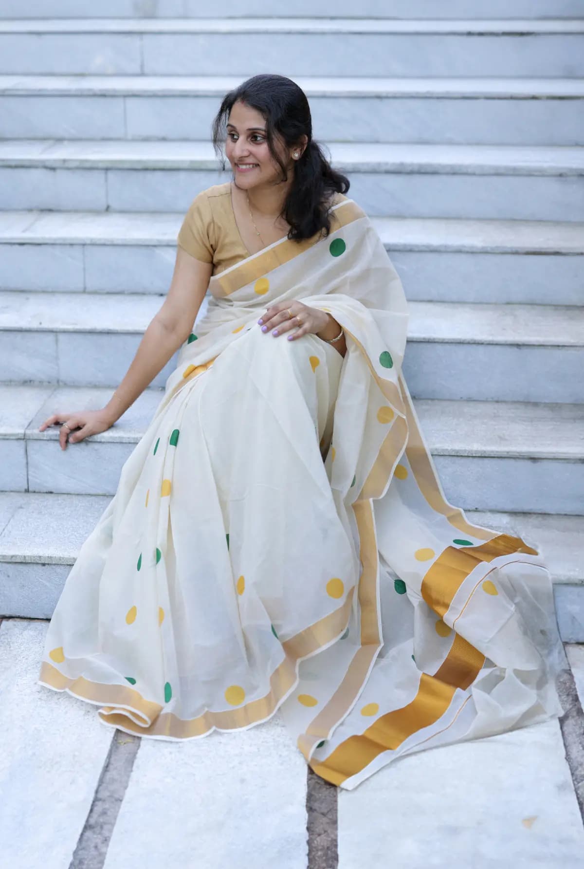 Onam special Set Mundu in Tissue - Off-white