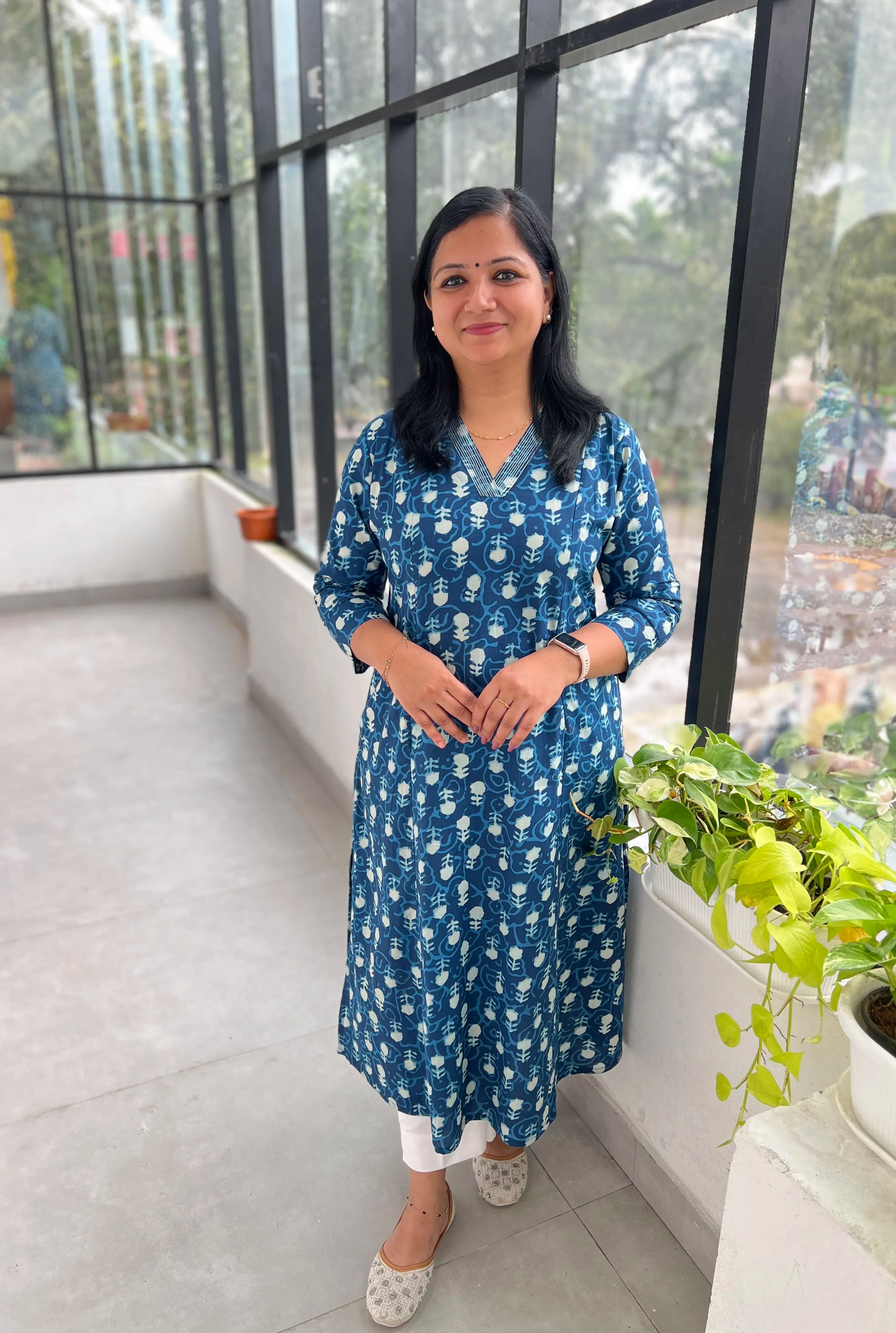 Florista Kurti in Cotton - Indigo