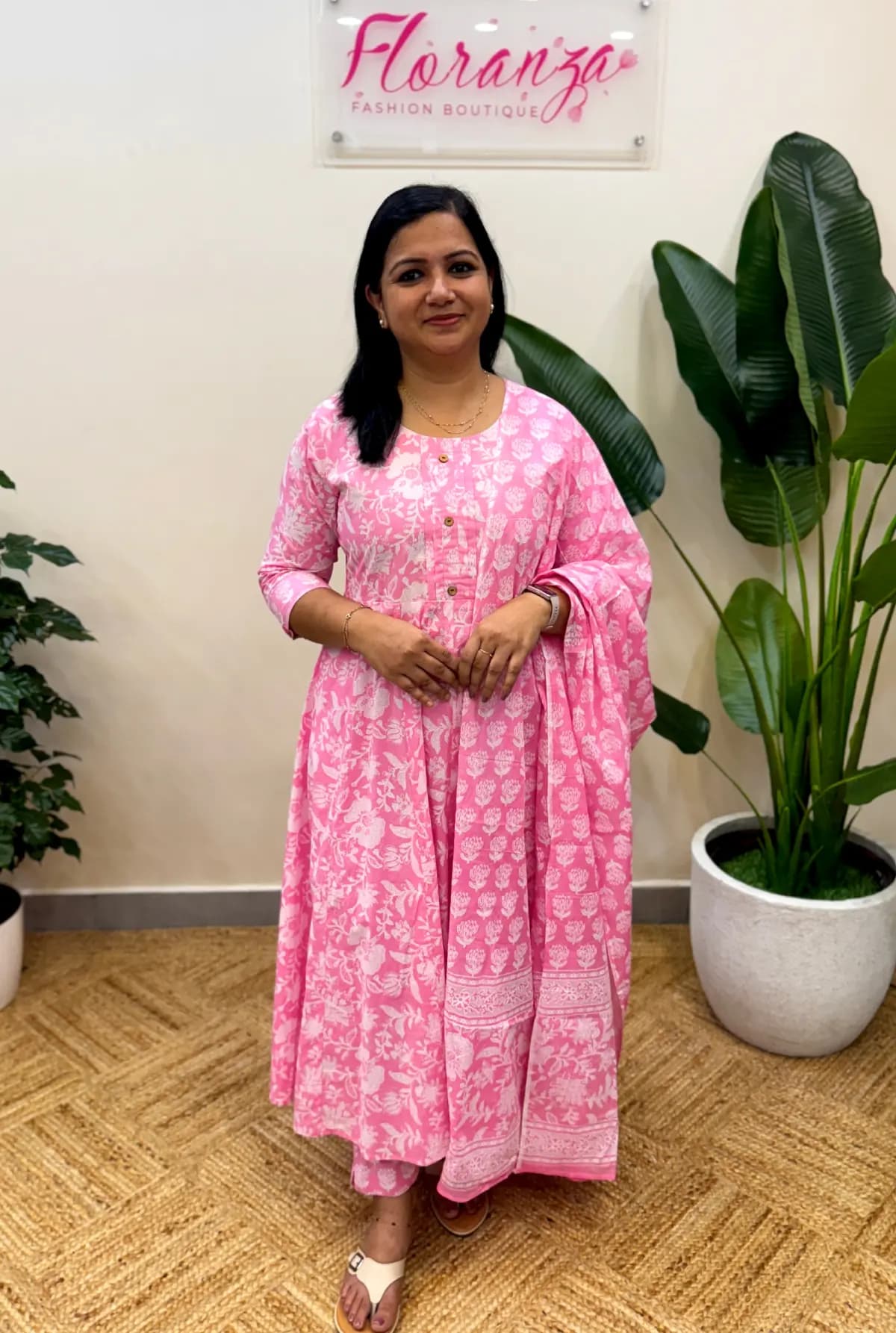 3 piece set in Cotton -  Pink