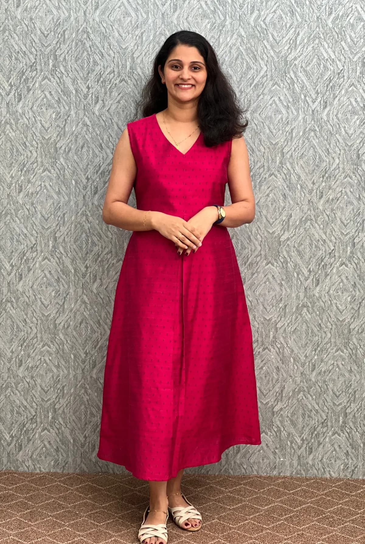 Florista Sleeveless top in Cotton silk - Rani Pink