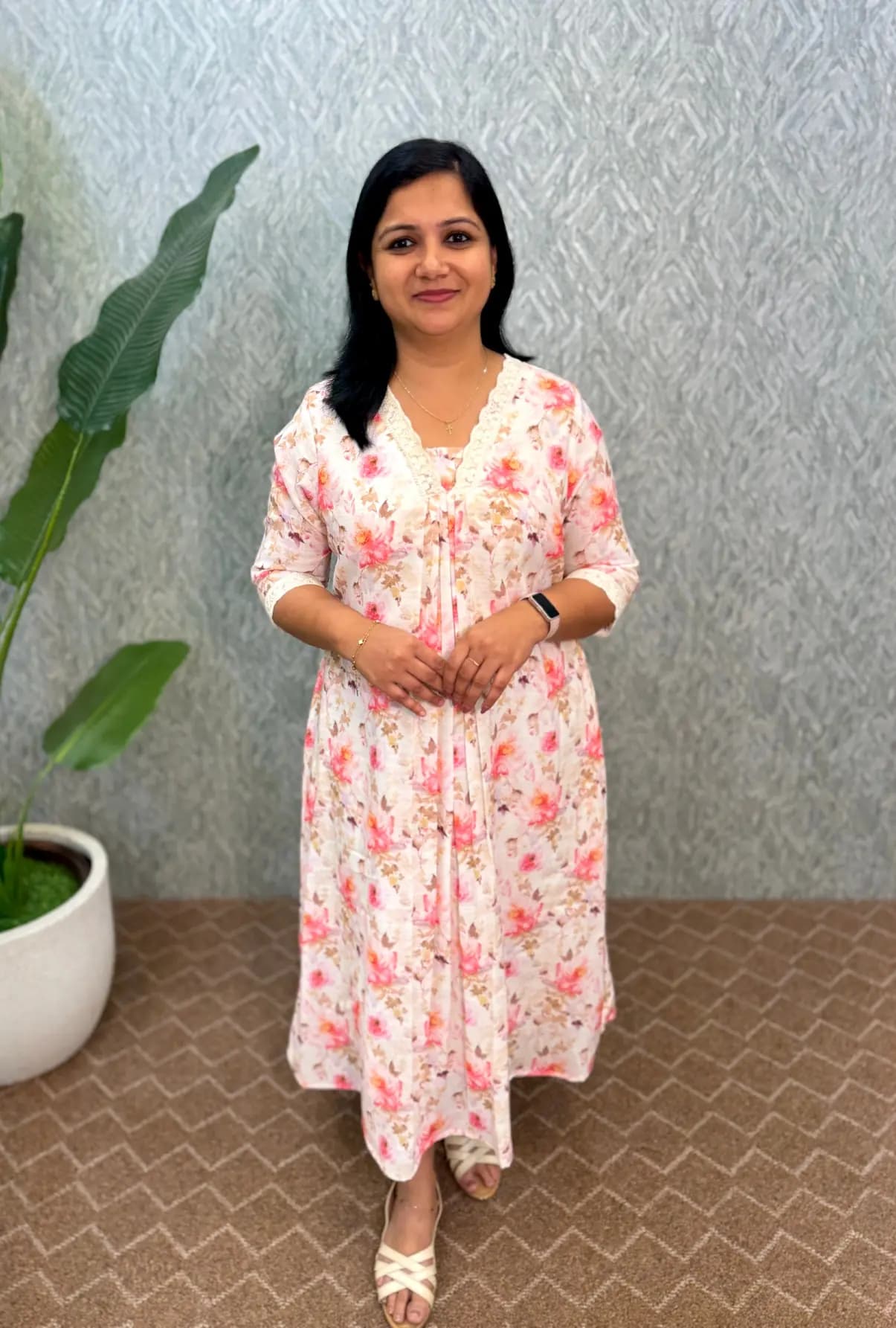 Florista A Line Kurti in Printed Linen fabric - B