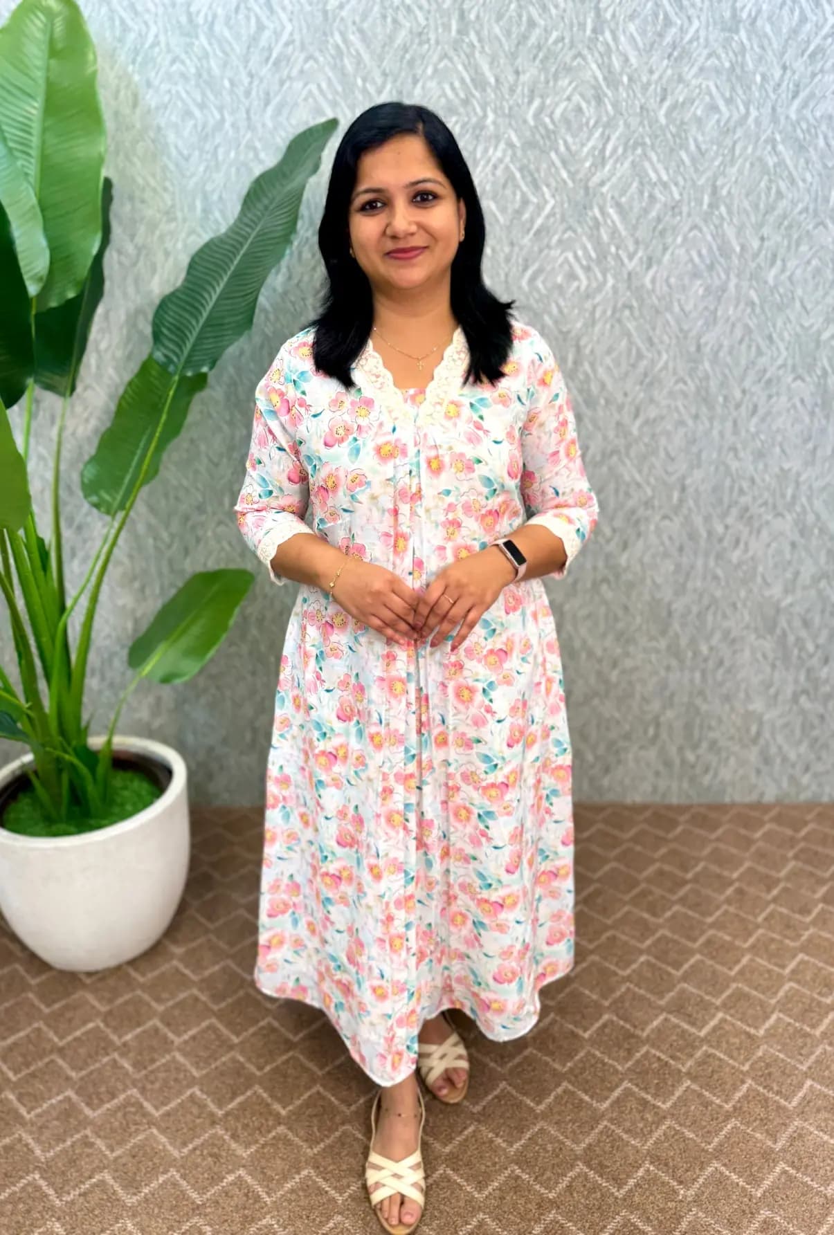 Florista A Line Kurti in Printed Linen fabric - C