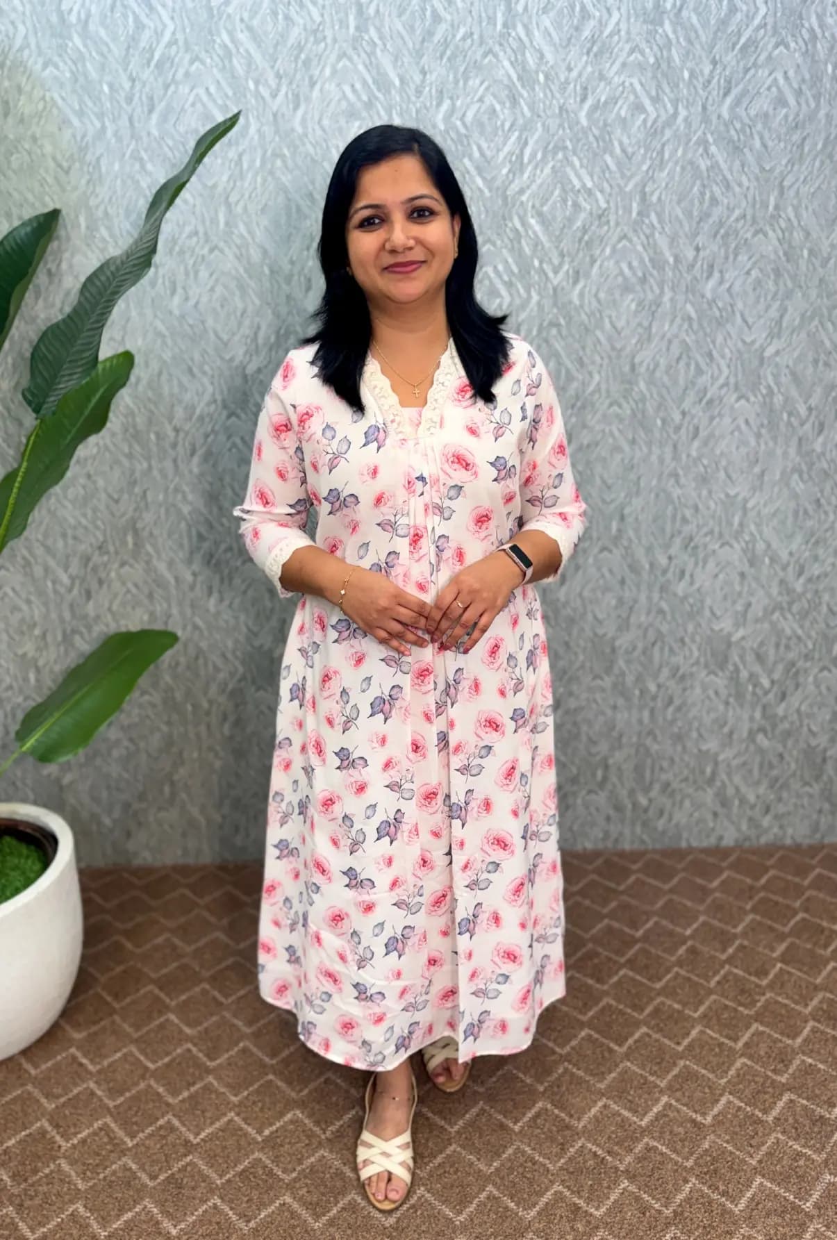 Florista A Line Kurti in Printed Linen fabric - D