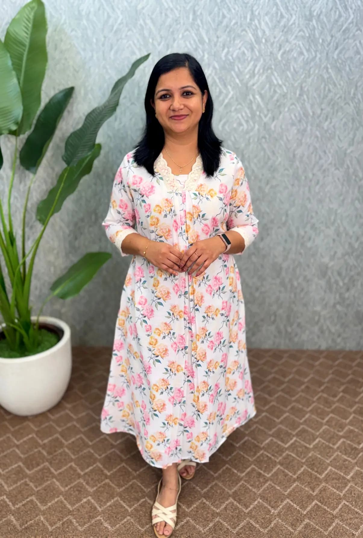 Florista A Line Kurti in Printed Linen fabric - E