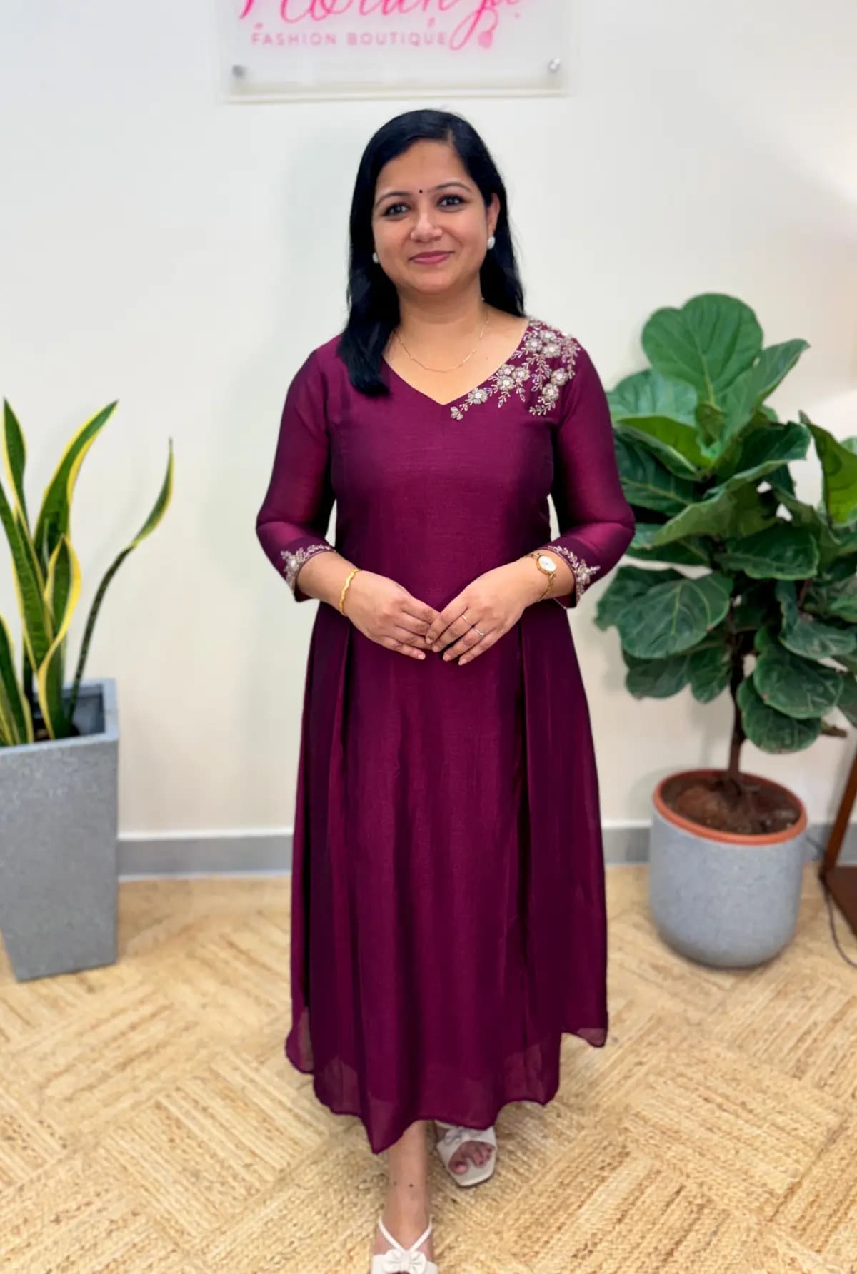 Pre-Book  Handwork Kurti in Soft Silk - Purple