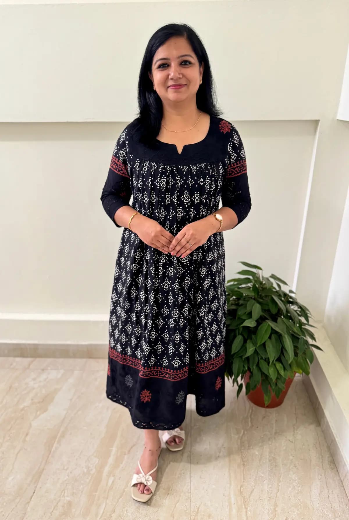 Florista Kurti in Pure Cotton along with Hakoba - Balck n White combo