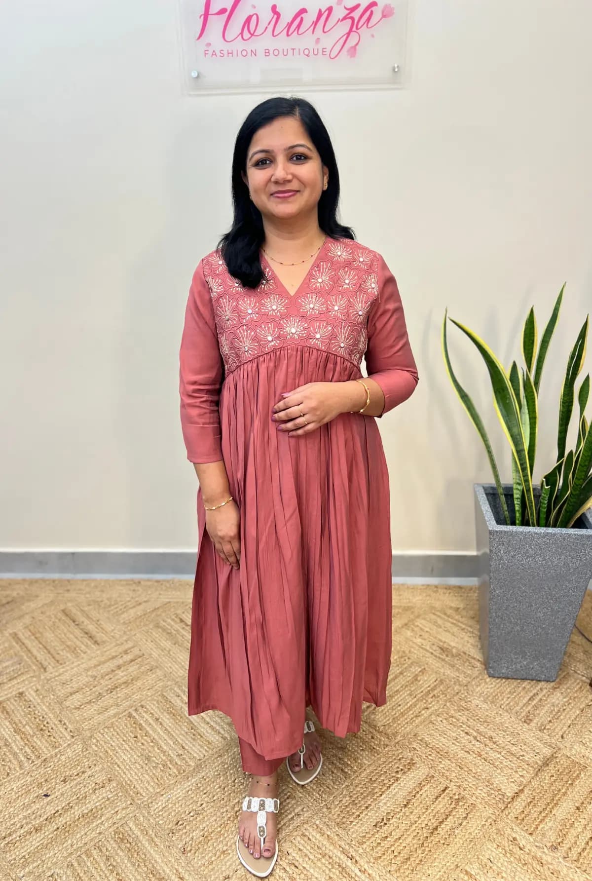 Alia Cut Co-ord set in Roman Silk - Burned Blush