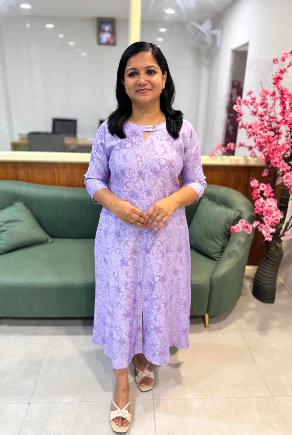 Casual Wear Kurti In Printed Vatican Silk - Light Lavender