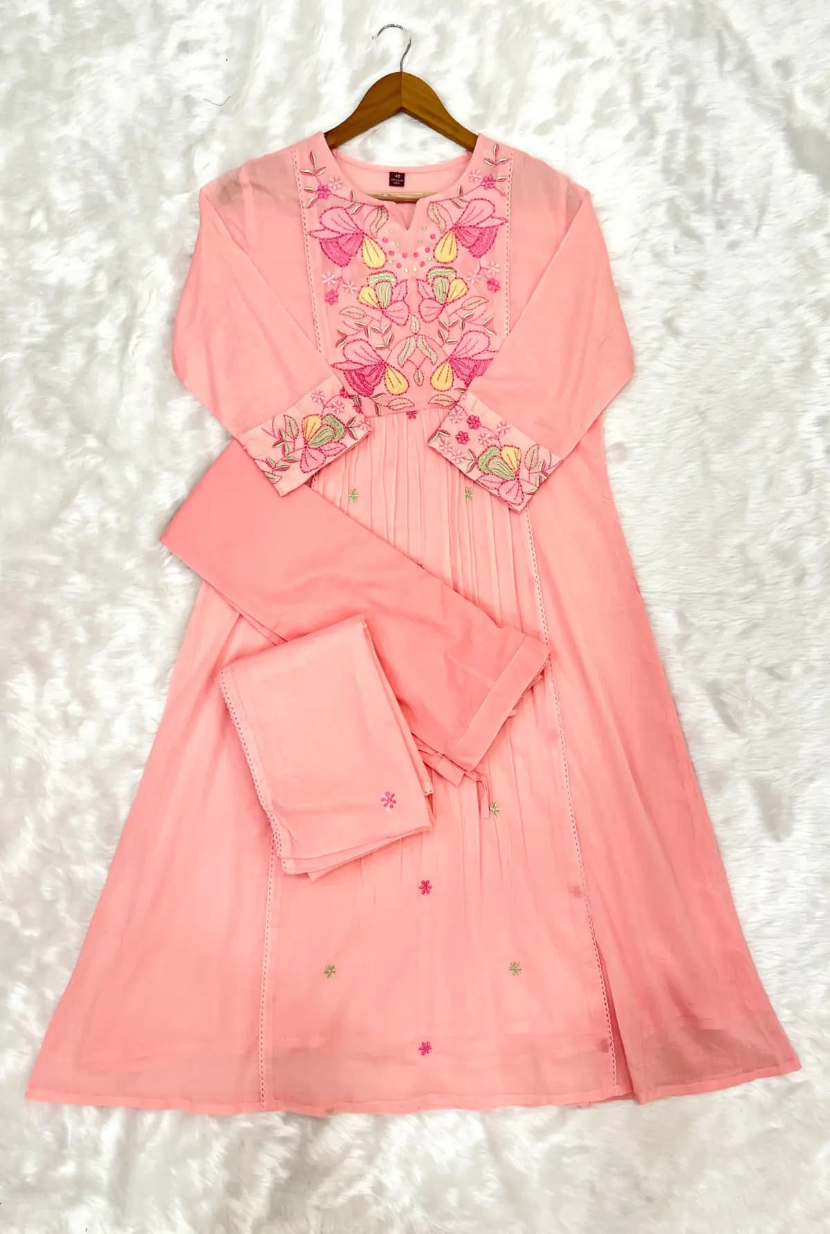 Premium 3 Piece Set In Soft Mul-Cotton - Pinkish Peach