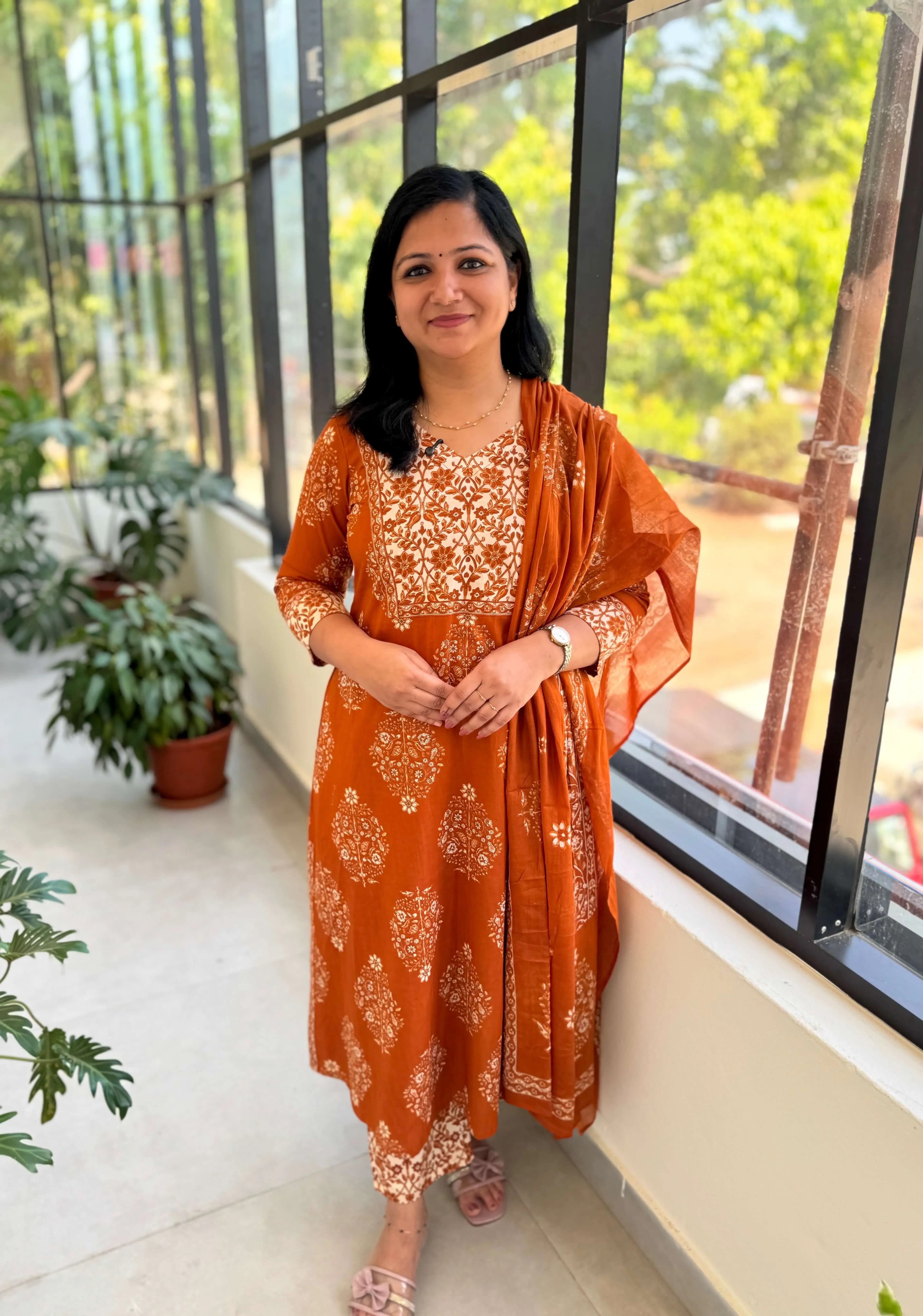 Florista 3 Piece Set In Printed Cotton - Rust