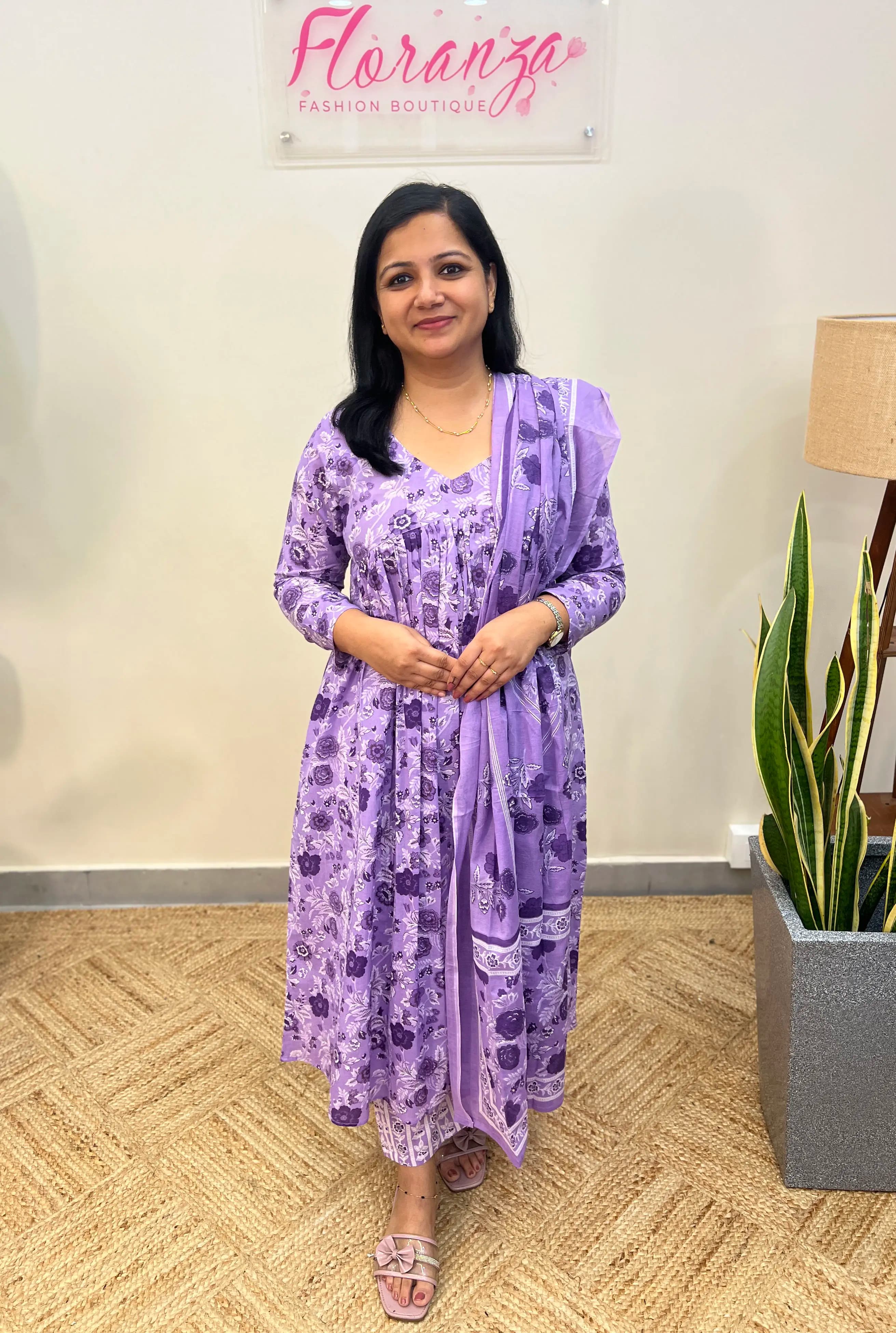 Florista Alia Cut 3 Piece Set In Cotton - Lavender