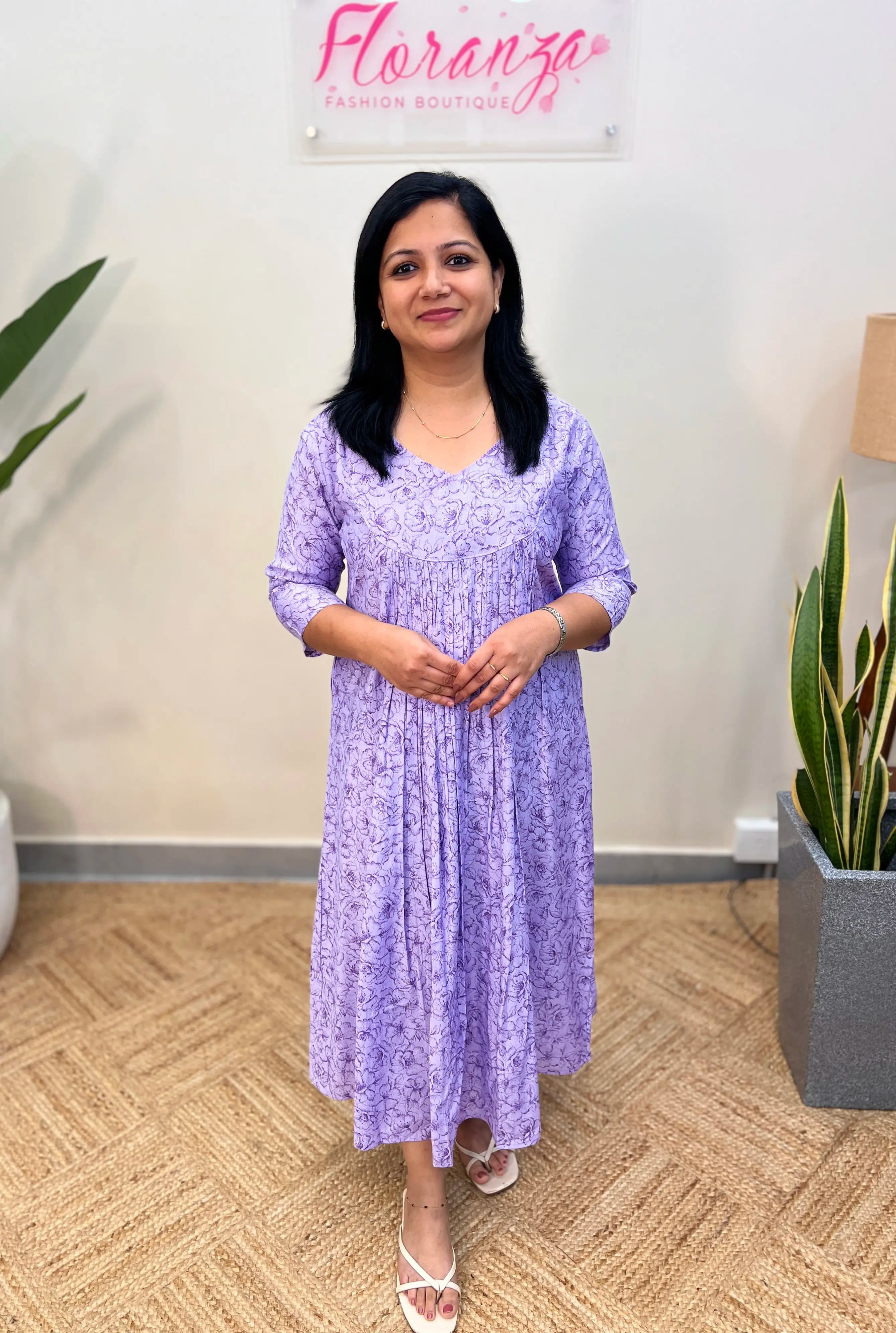 Casual Wear Kurti In Printed Vatican Silk - Lavender