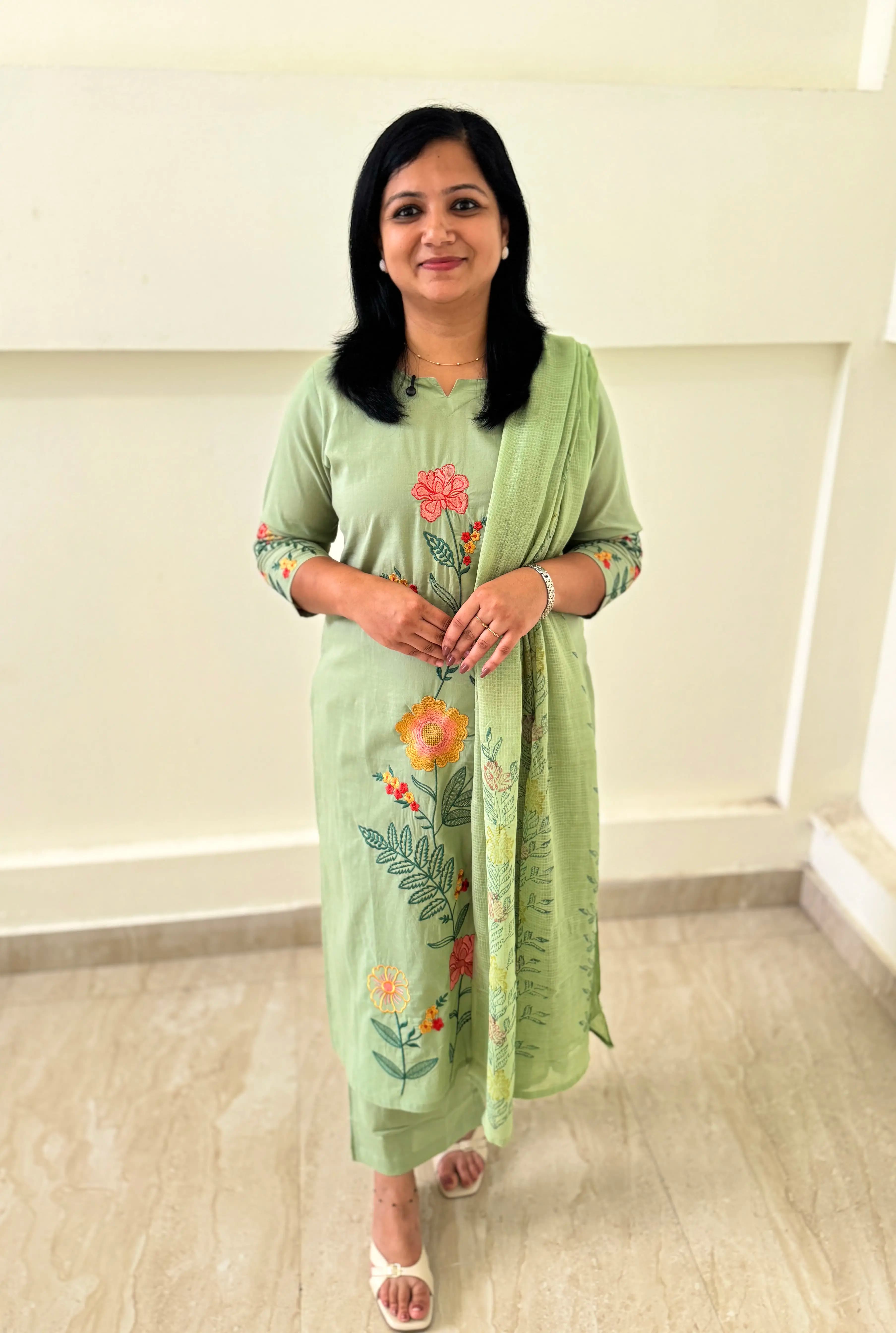 3 Piece Set in Cambric Cotton - Pastel Green