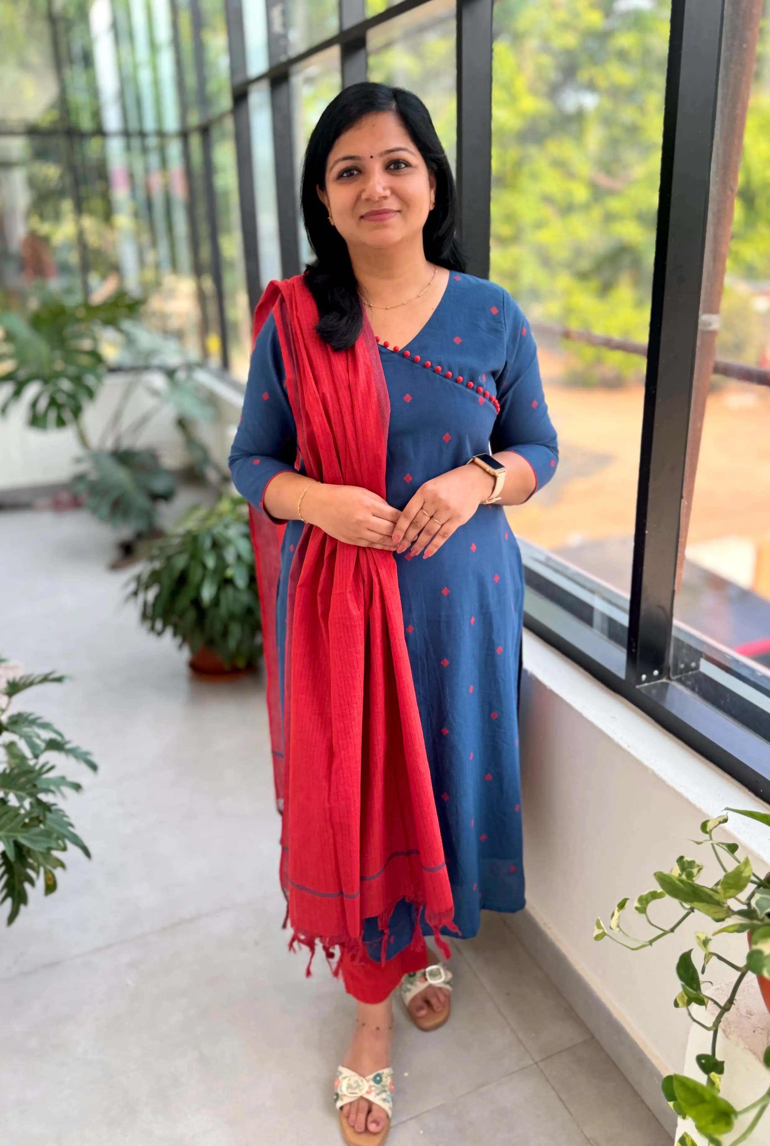 Florista 3 Piece Set in Weaved Cotton - Dark Blue n Brick