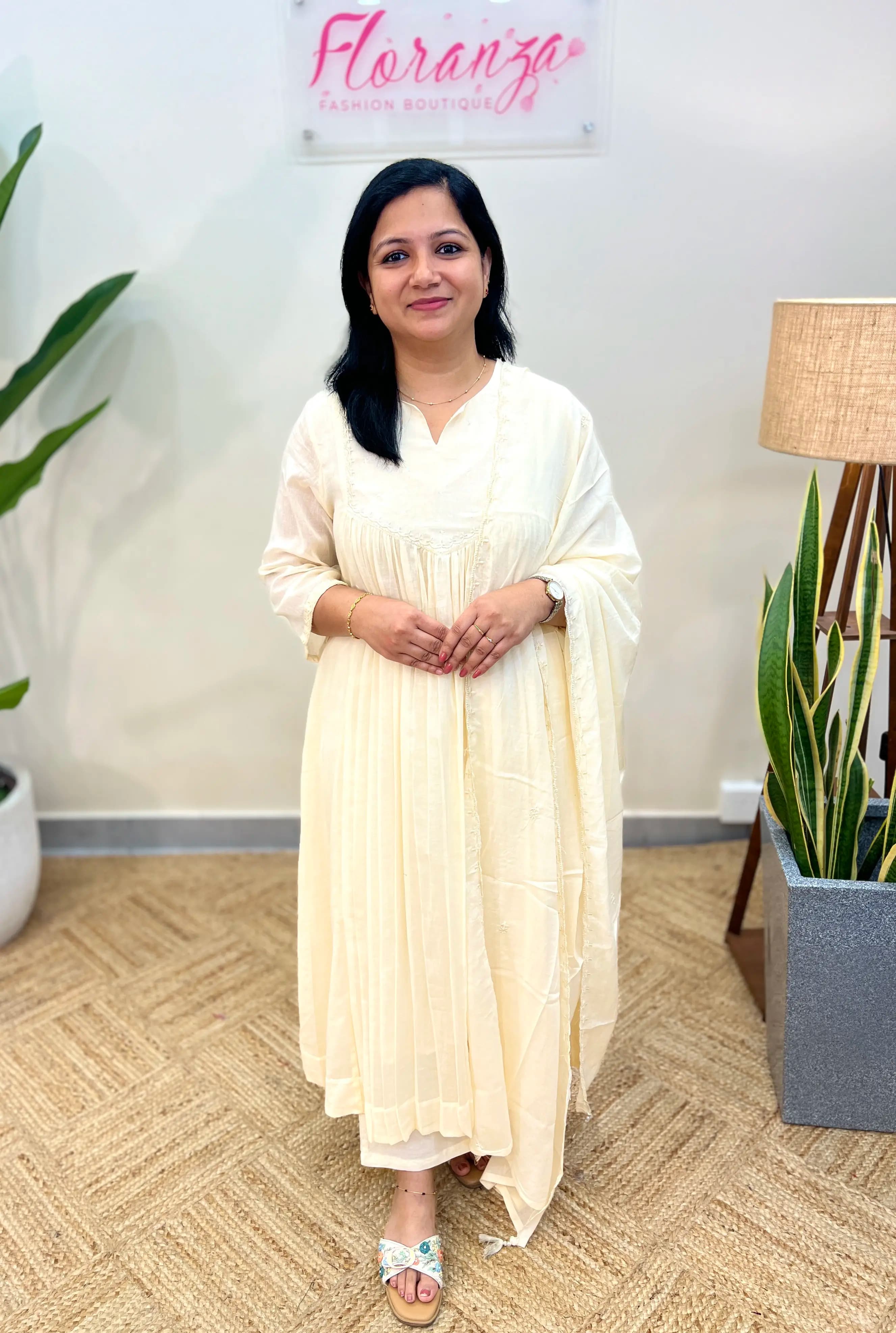 3 Piece Set in Soft Mul-Cotton - Cream