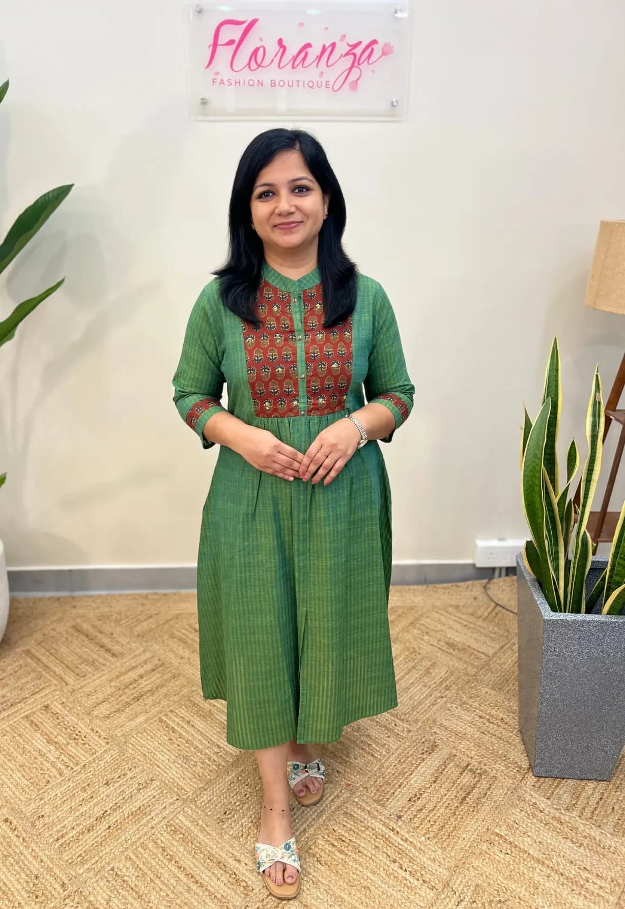 Kurti In Cotton - Green