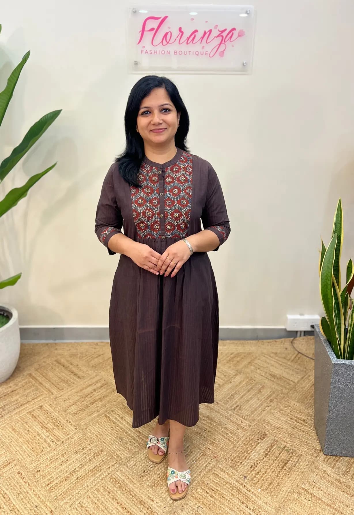 Kurti In Cotton - Coffee Brown
