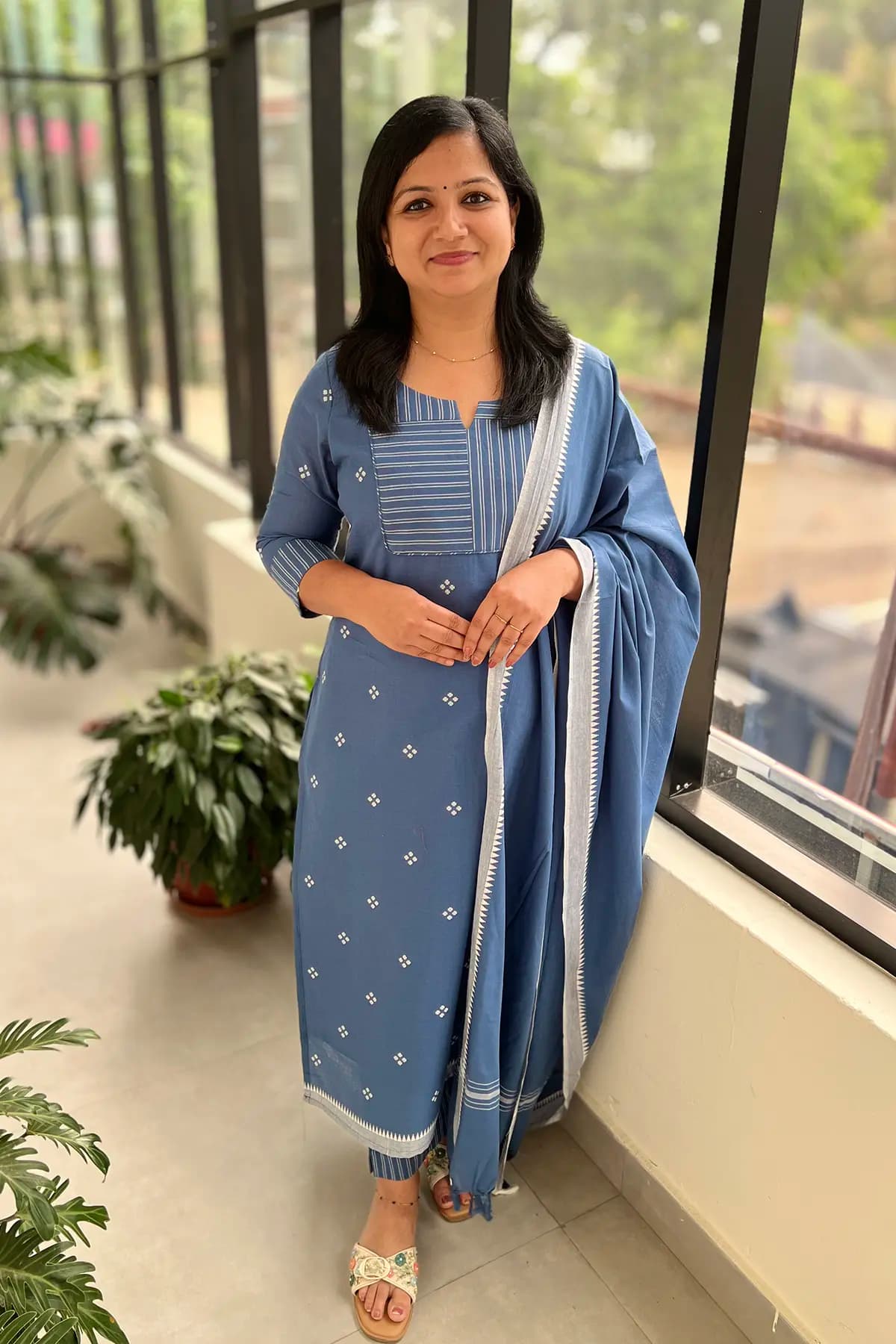 Florista 3 Piece Set in Weaved Cotton - Greyish Blue