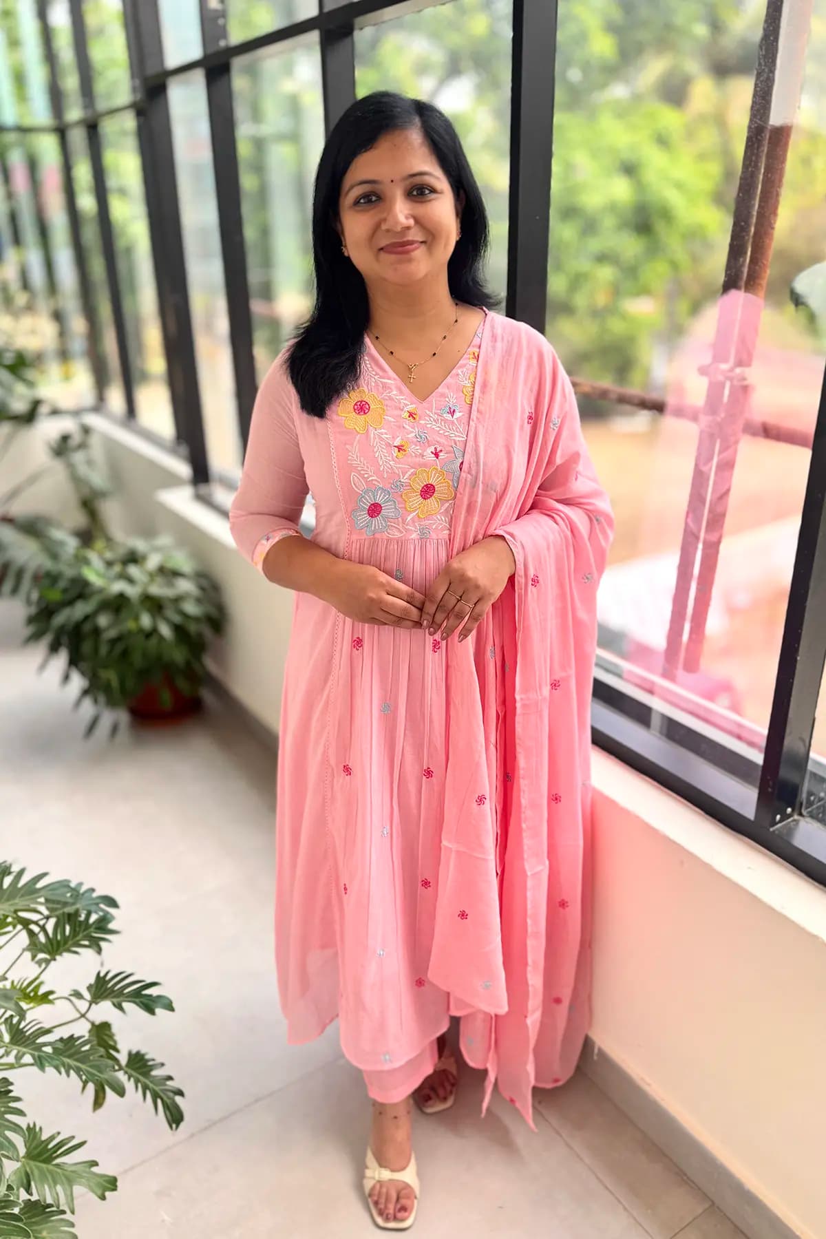 3 Piece Set in Soft Mul-Cotton - Baby Pink