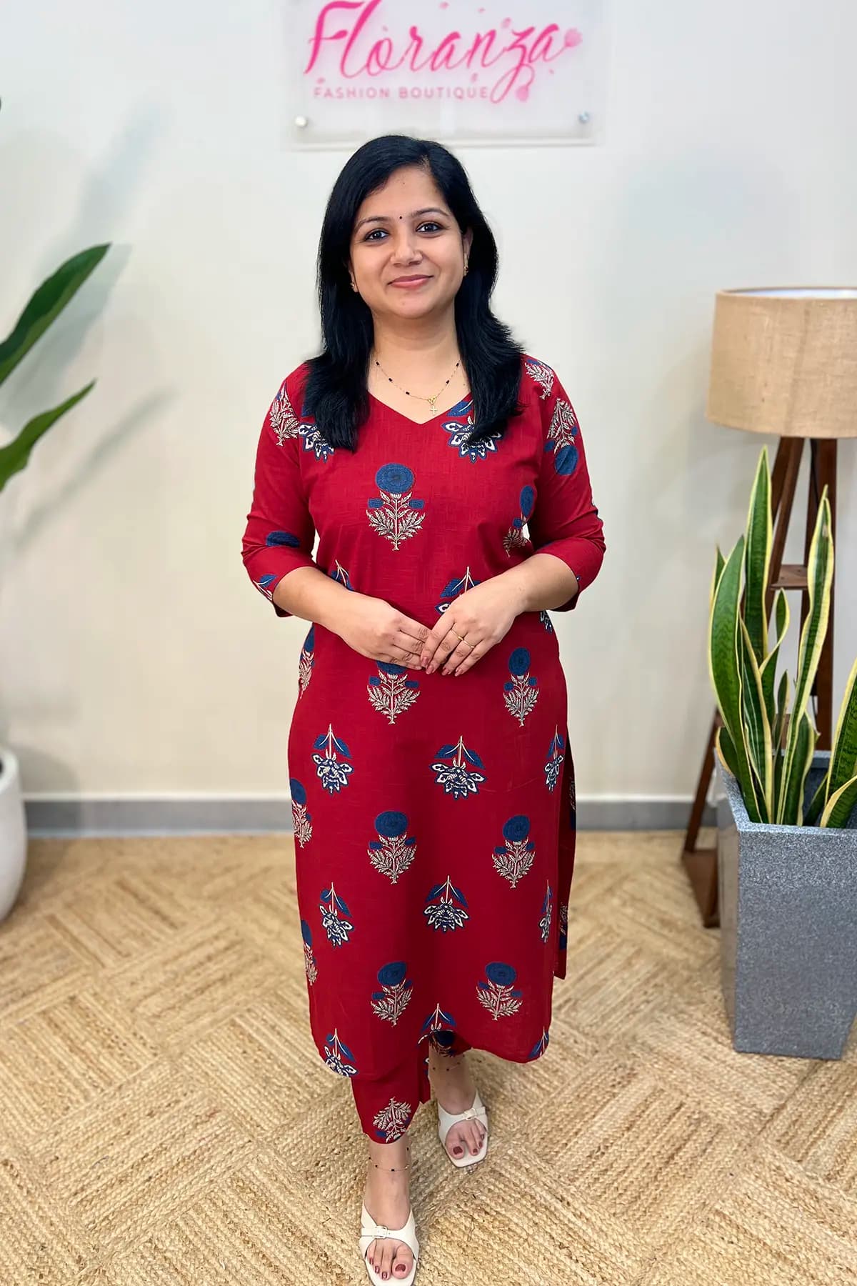 Co-ord Set in Cotton - Red
