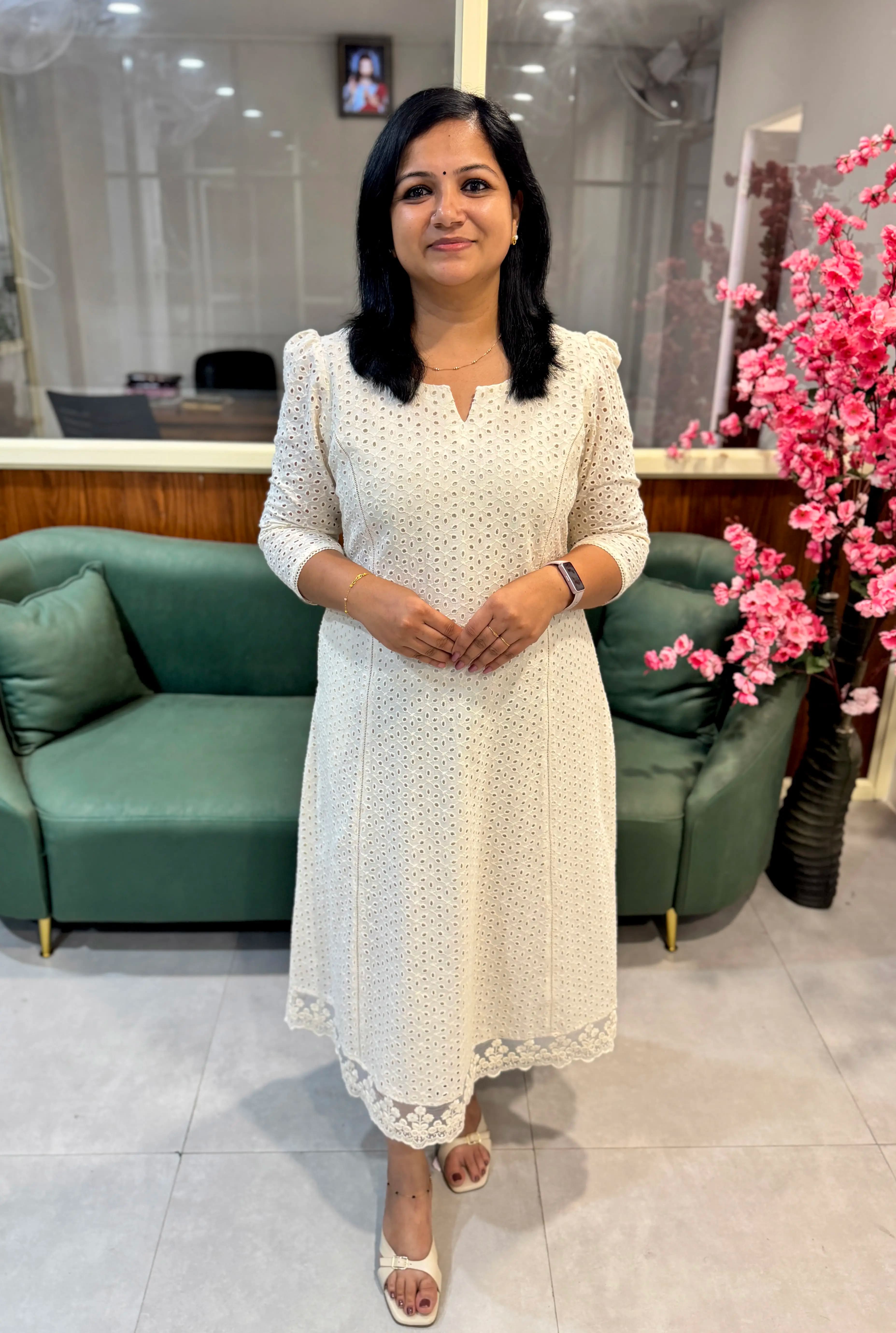 Florista Aline Kurti in Pure Cotton Hakoba - Off-White