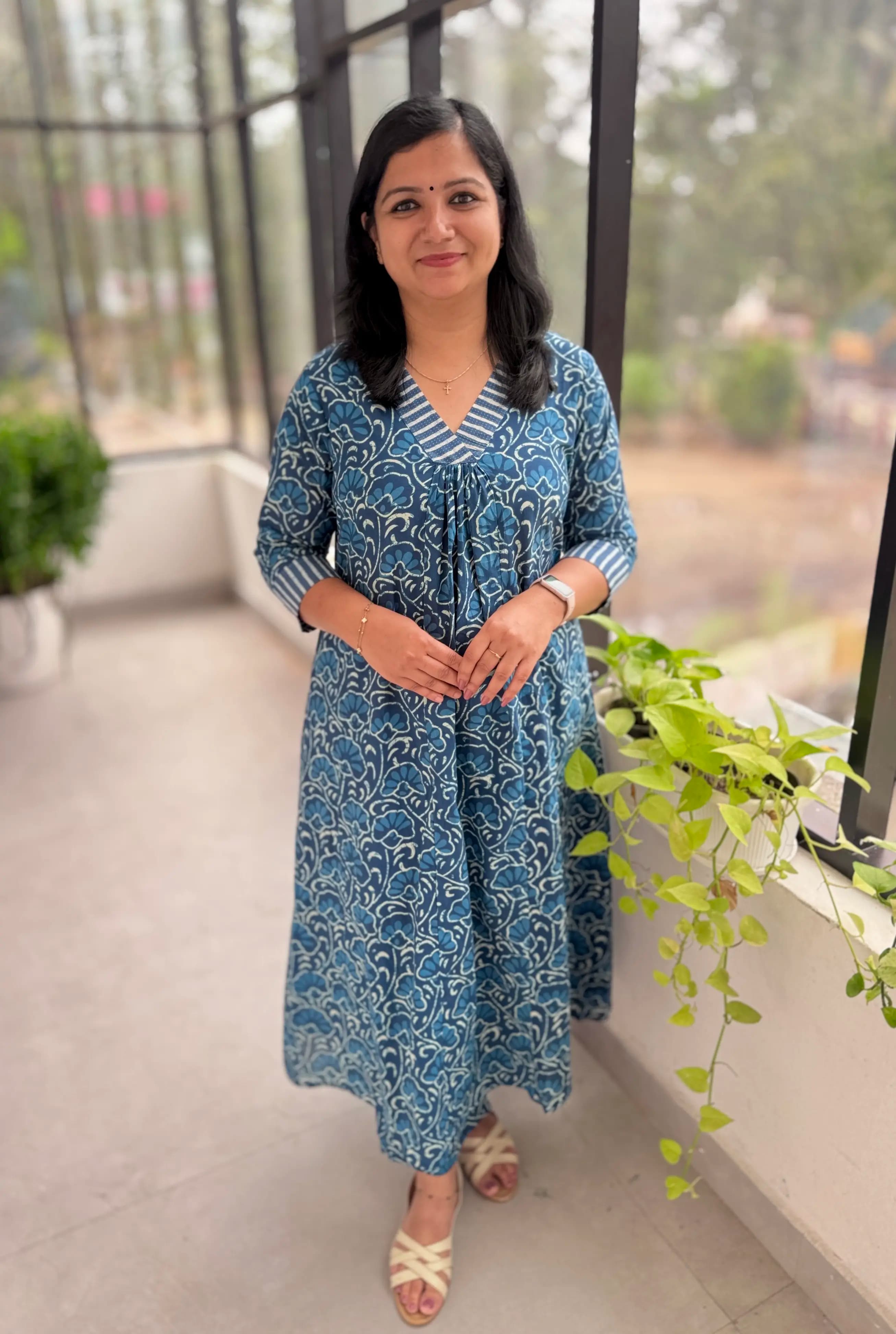 Pre-Book Florista Co-ord set in Cotton - Indigo Blue