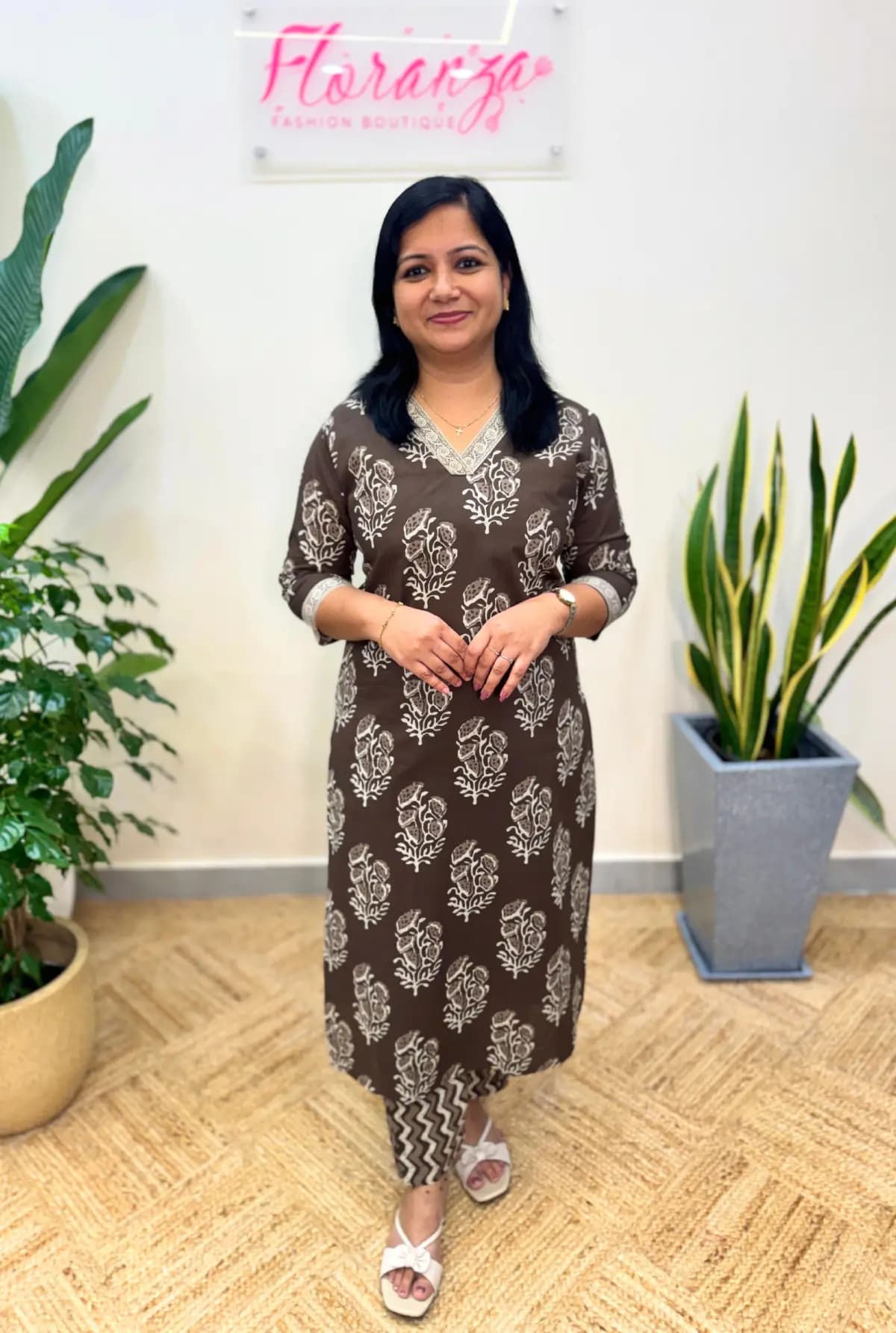 2 piece set in Cotton - Mud Grey n Brown mix