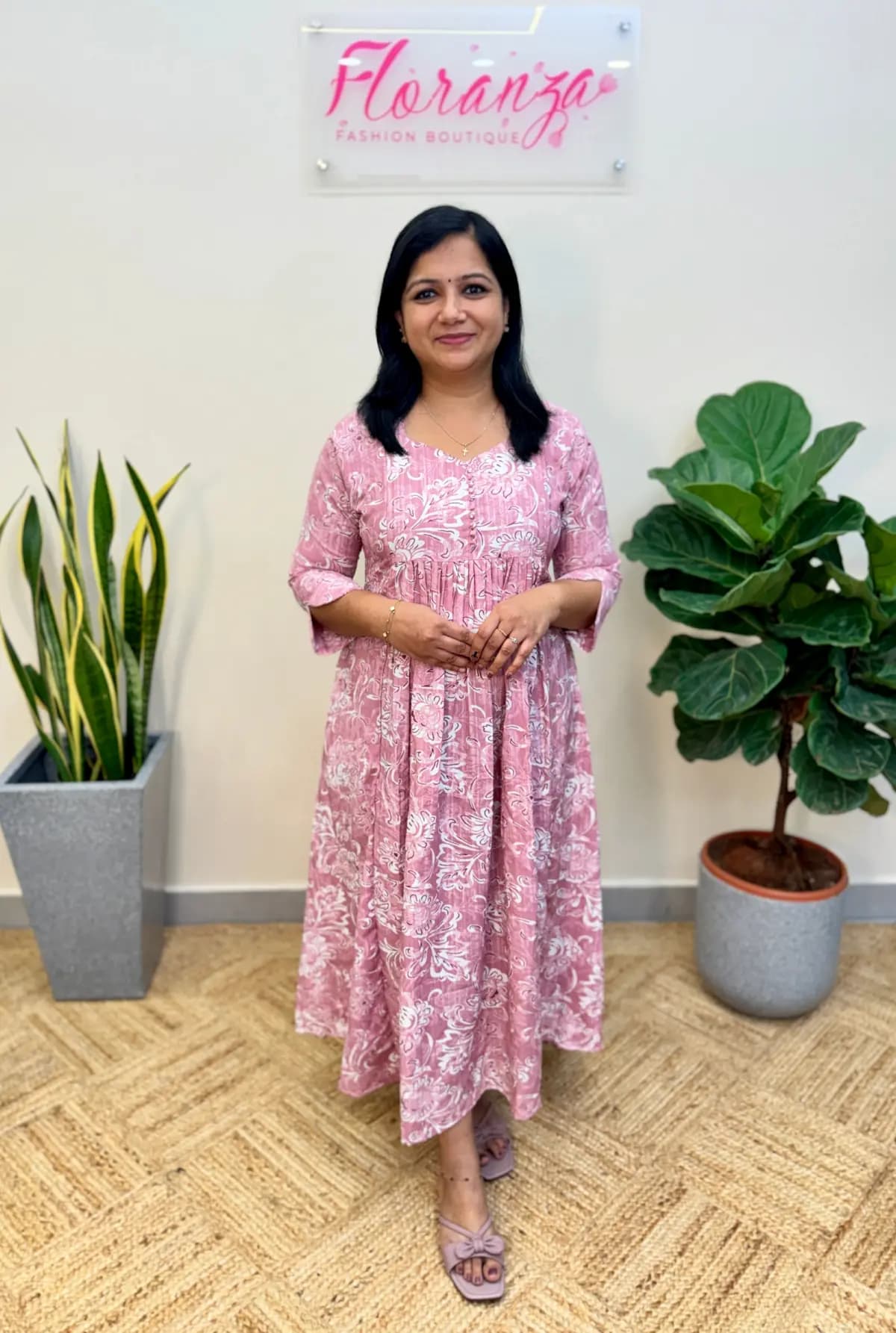 Digital Print Kurti in Imported Fabric - Pastel Pink