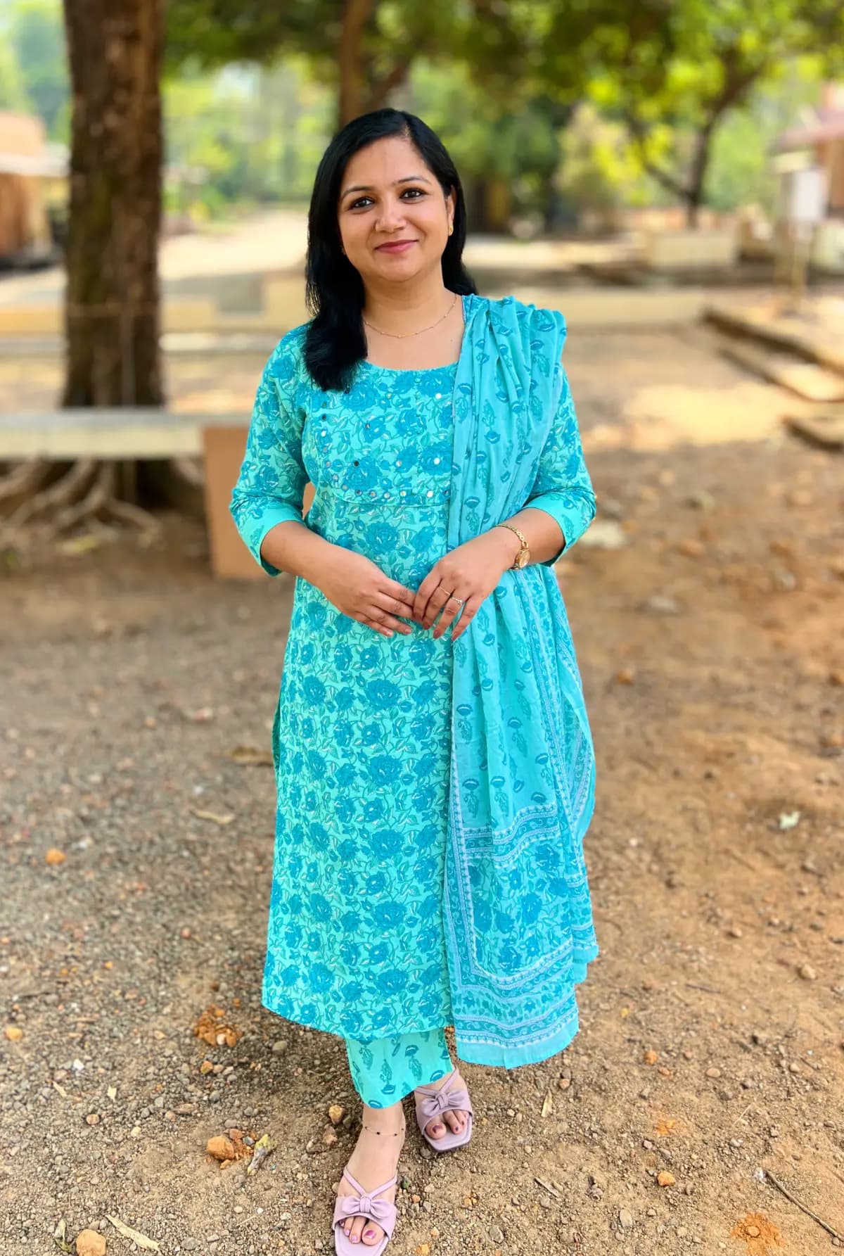 3 Piece Set in Cotton - Turquoise Green n Blue