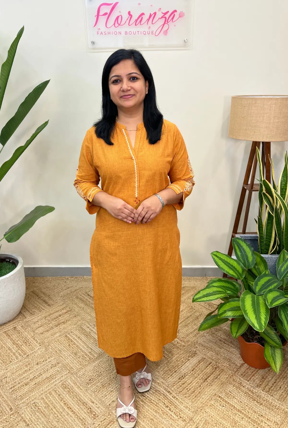 Anvita Brand Kurti In Pure Cotton - Yellow n Orange Combo