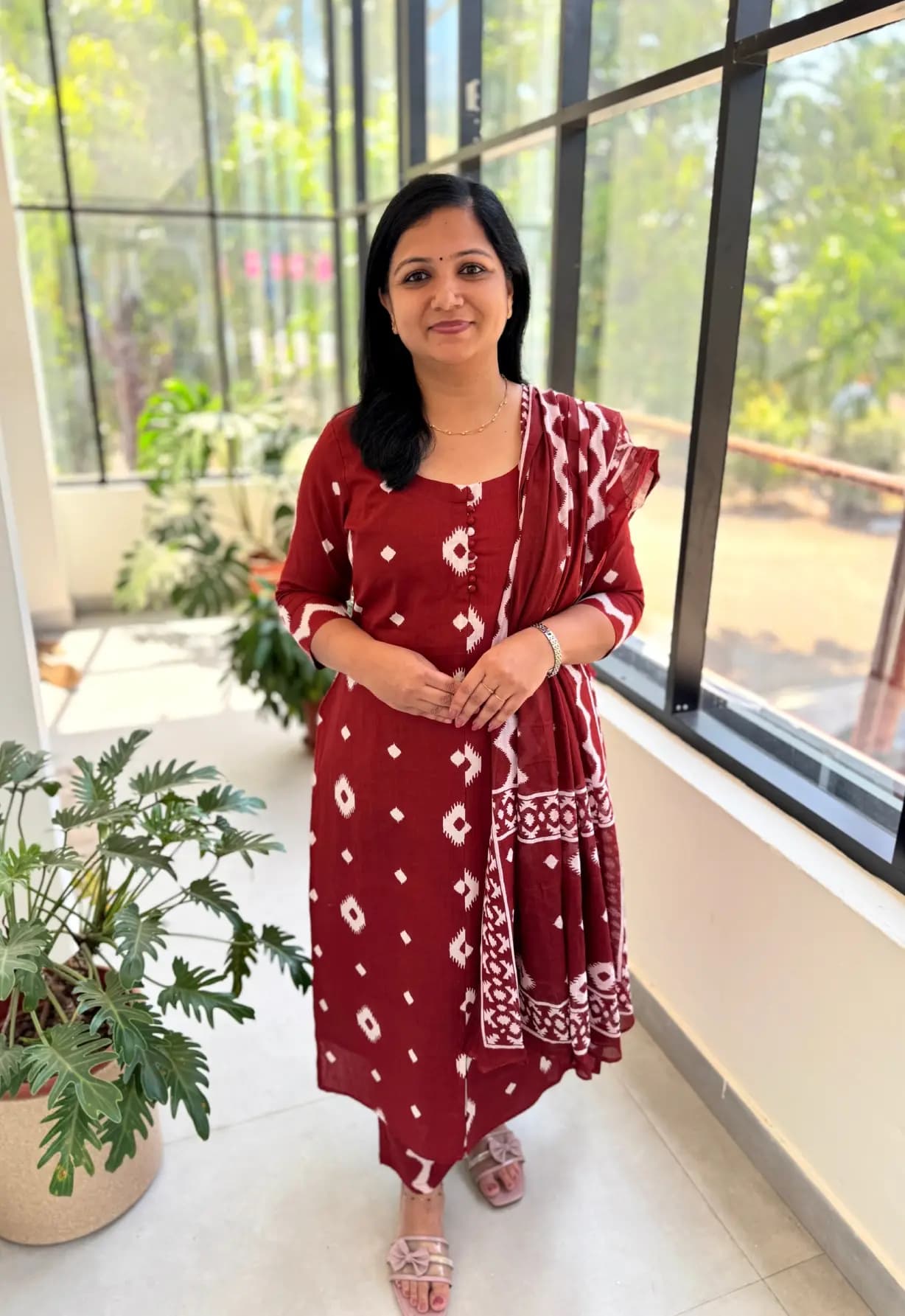 Florista 3 Piece Set In Pure Cotton - Maroon