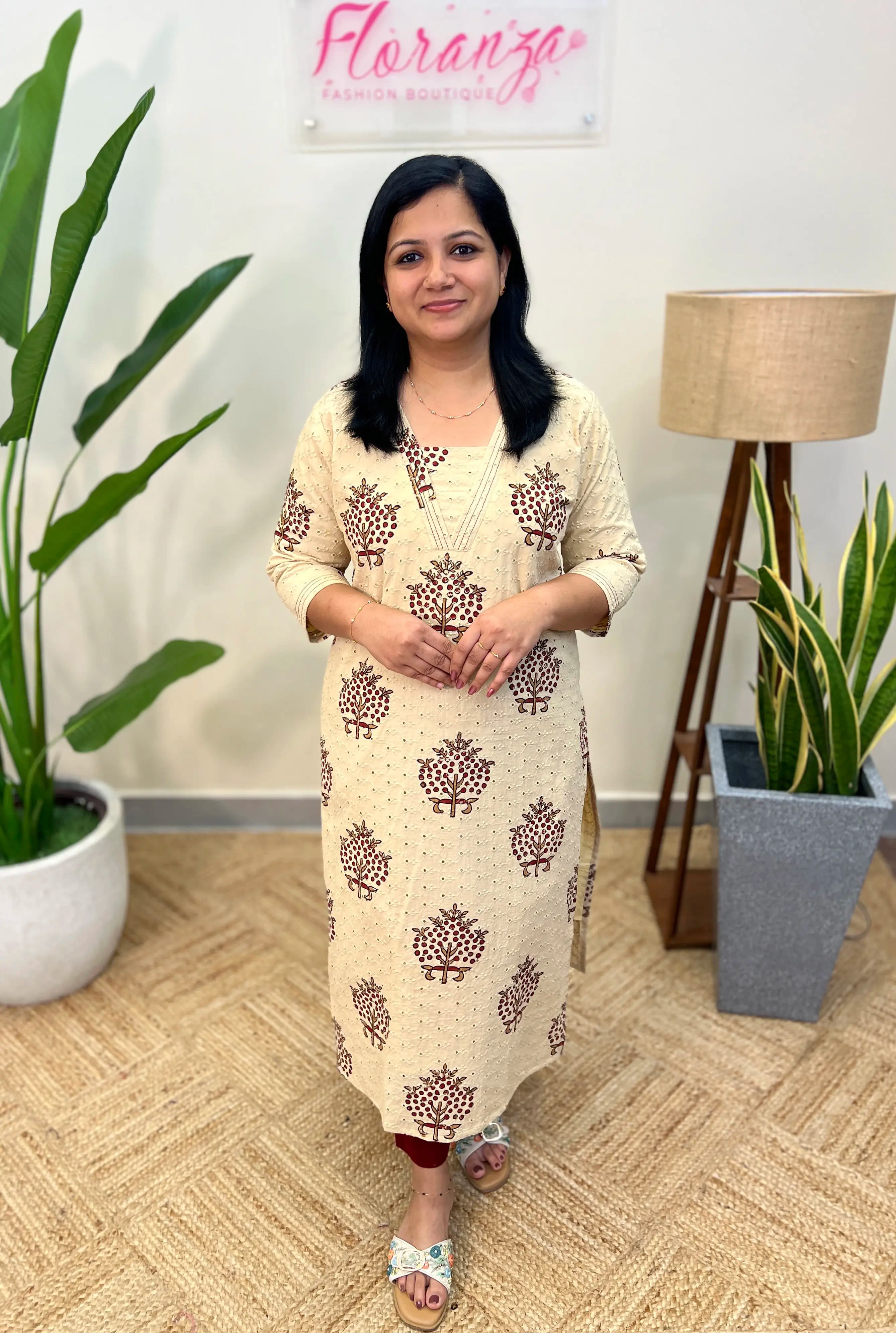 Premium kurti In Cotton Hakoba - Beige