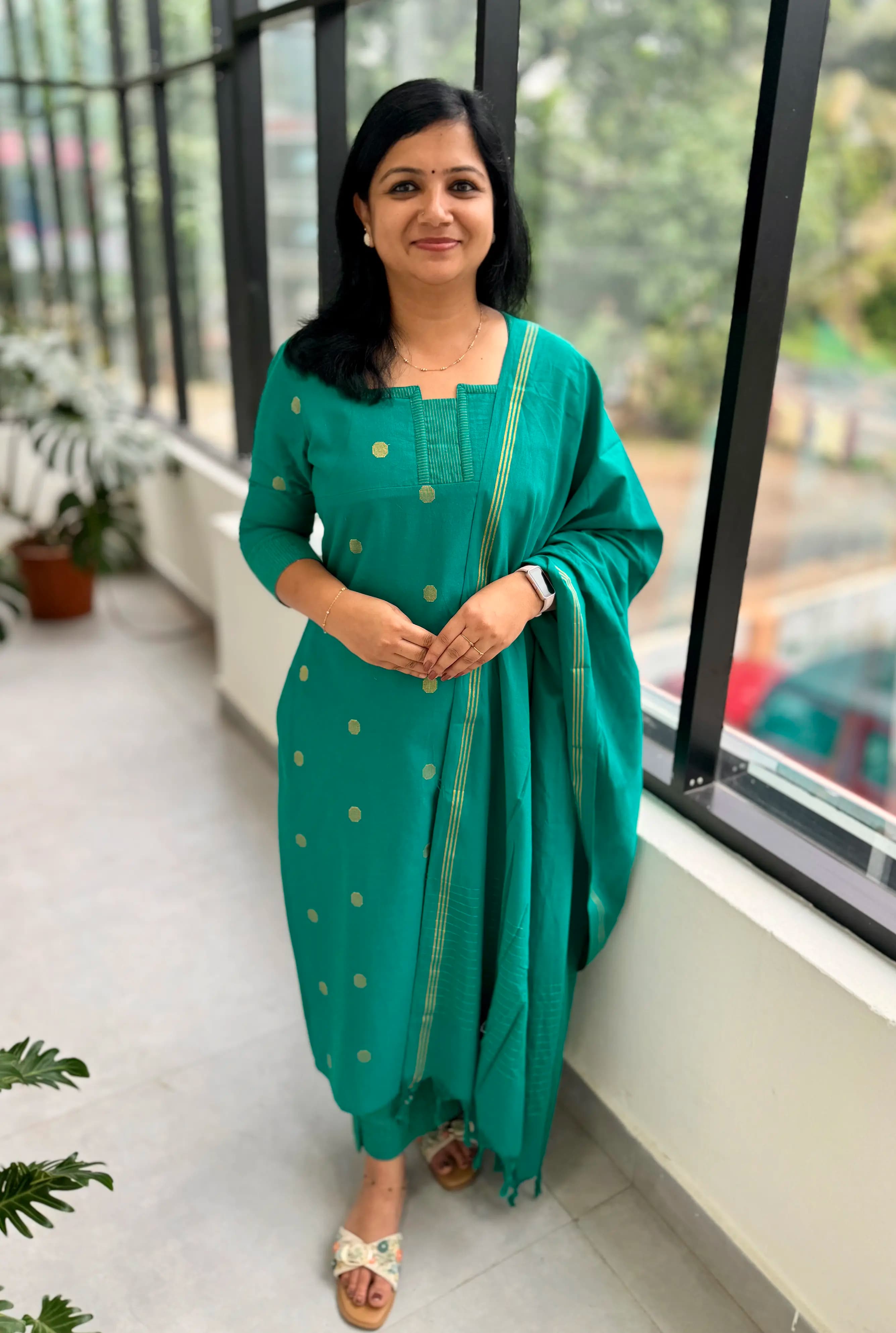 Florista 3 Piece Set in Weaved Cotton - Peacock Green