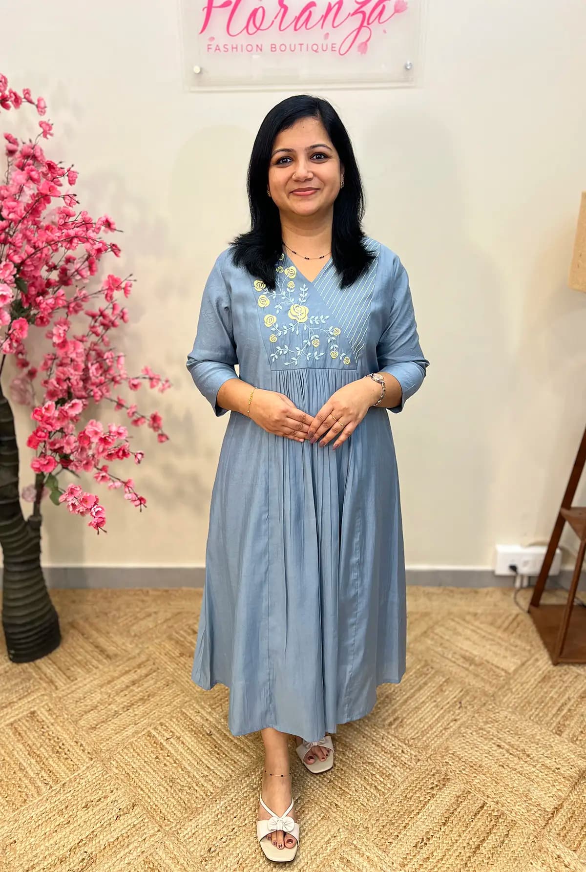 Kurti In Roman Silk - Ash