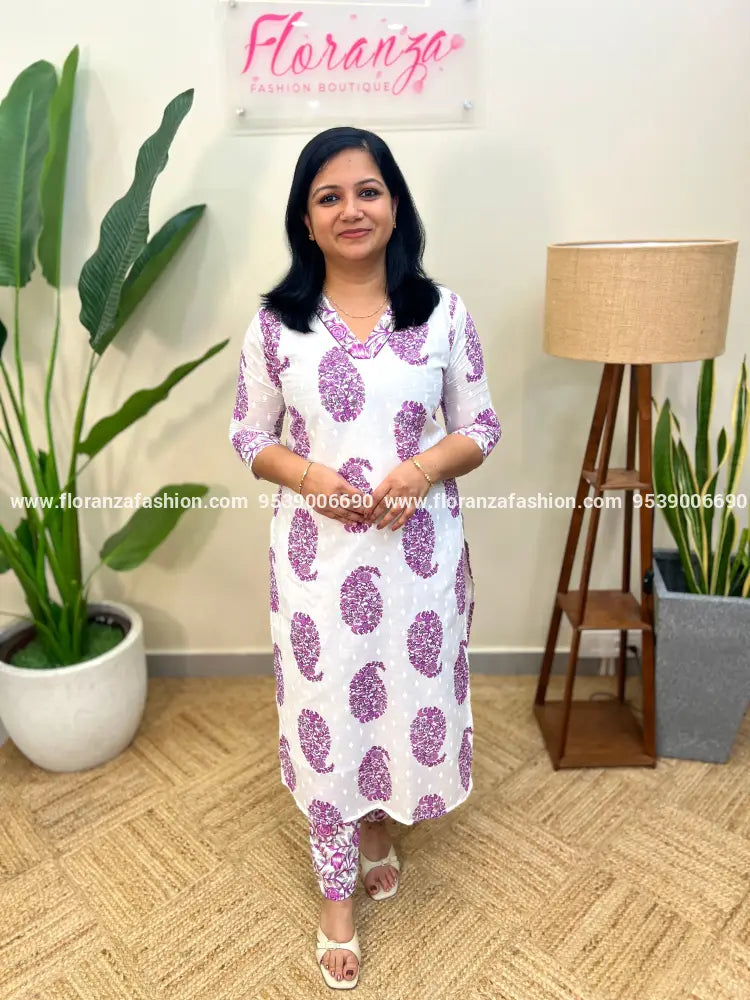 2 Piece Set in Cotton - Lavender (3969B) - LAVENDER / L