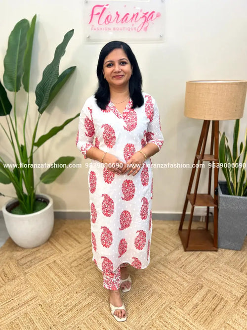 2 Piece Set in Cotton - Orange Peach (3969A) - Orange Peach / L