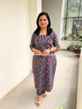2 Piece Set in Printed Cotton - Blue (3997A) - Blue / XS