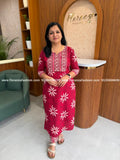 2 Piece Set in printed cotton - Red mix Wine Pink(4159A) - Red mix Wine Pink / M