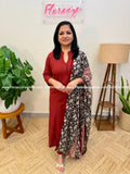 3 Piece Set In Cotton - Reddish Maroon (4011) - Reddish Maroon / L