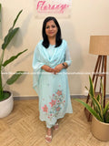 3 Piece Set in Mul Cotton - Baby Blue (4106A) - Baby blue / M