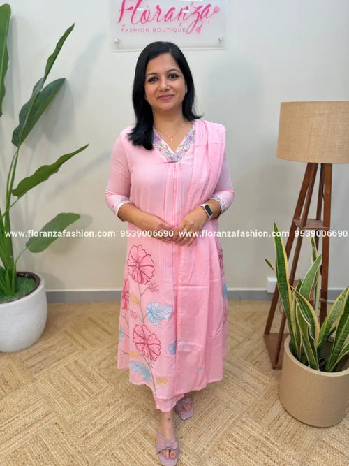 3 Piece Set in Mul Cotton - Baby Pink (4096A) - BABY PINK / M