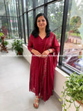3 Piece Set in Mul Cotton - Dark Maroon (4144A) - Dark Maroon / M